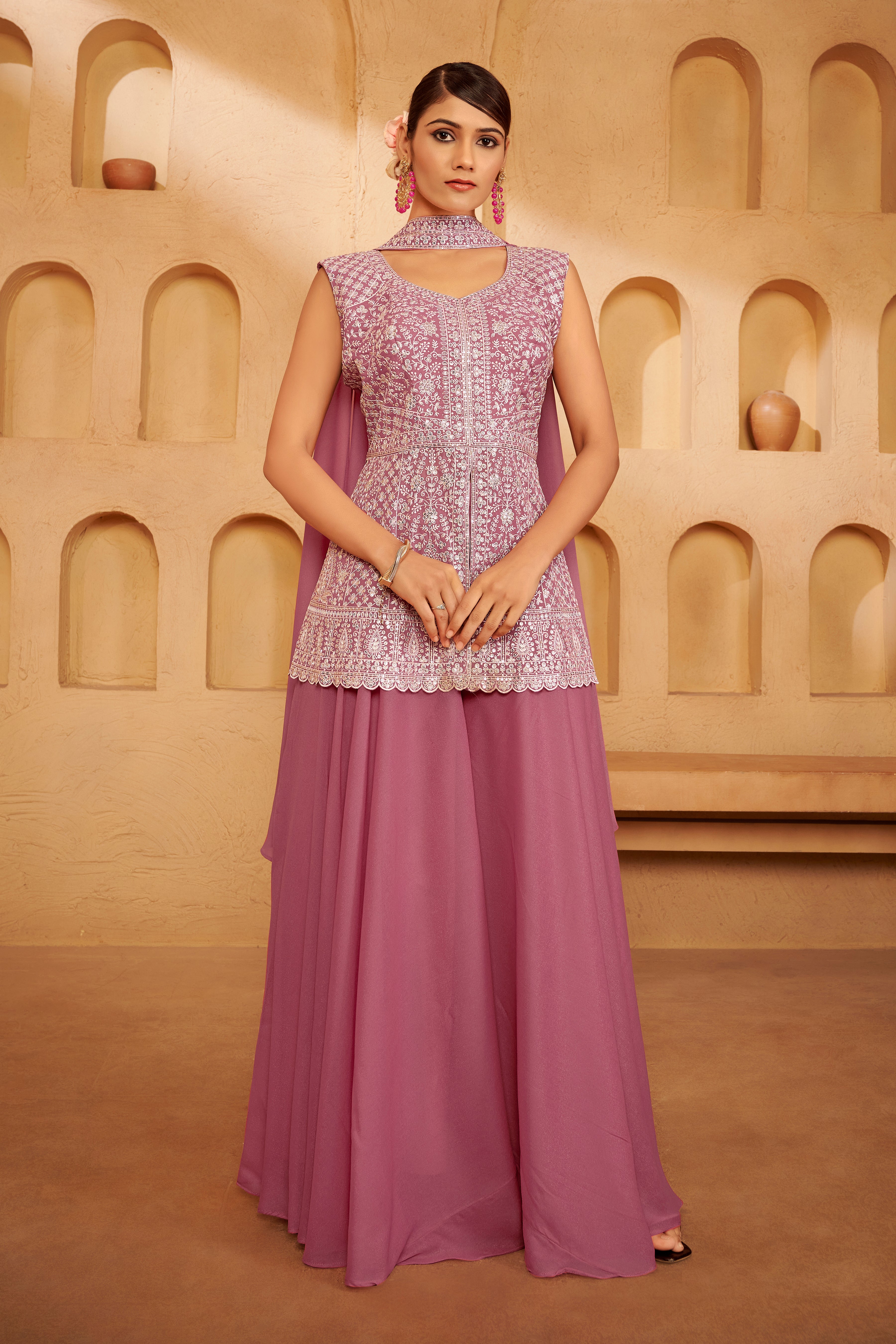 Blush Mauve Sharara Set