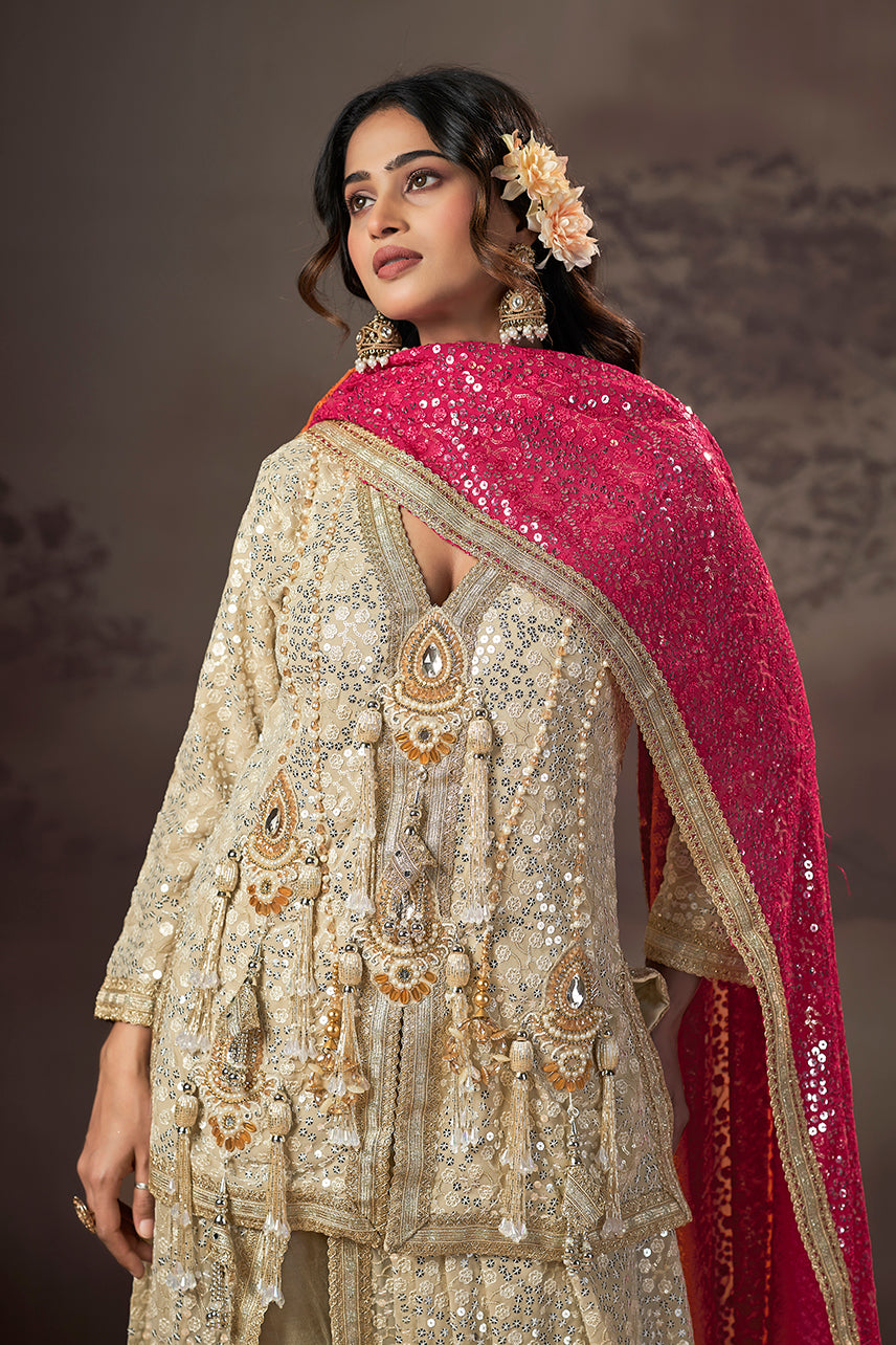 Champagne Riwaaz Sharara Set