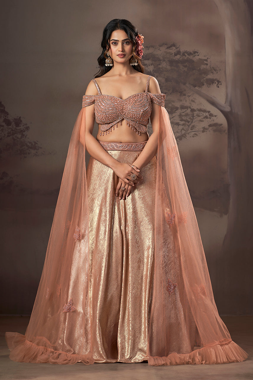 Rose Gold Aura Cape Lehenga Set