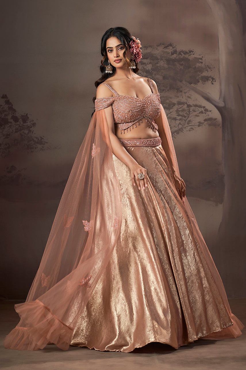 Rose Gold Aura Cape Lehenga Set