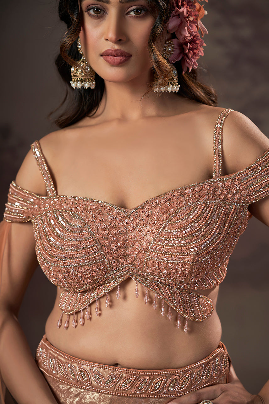 Rose Gold Aura Cape Lehenga Set