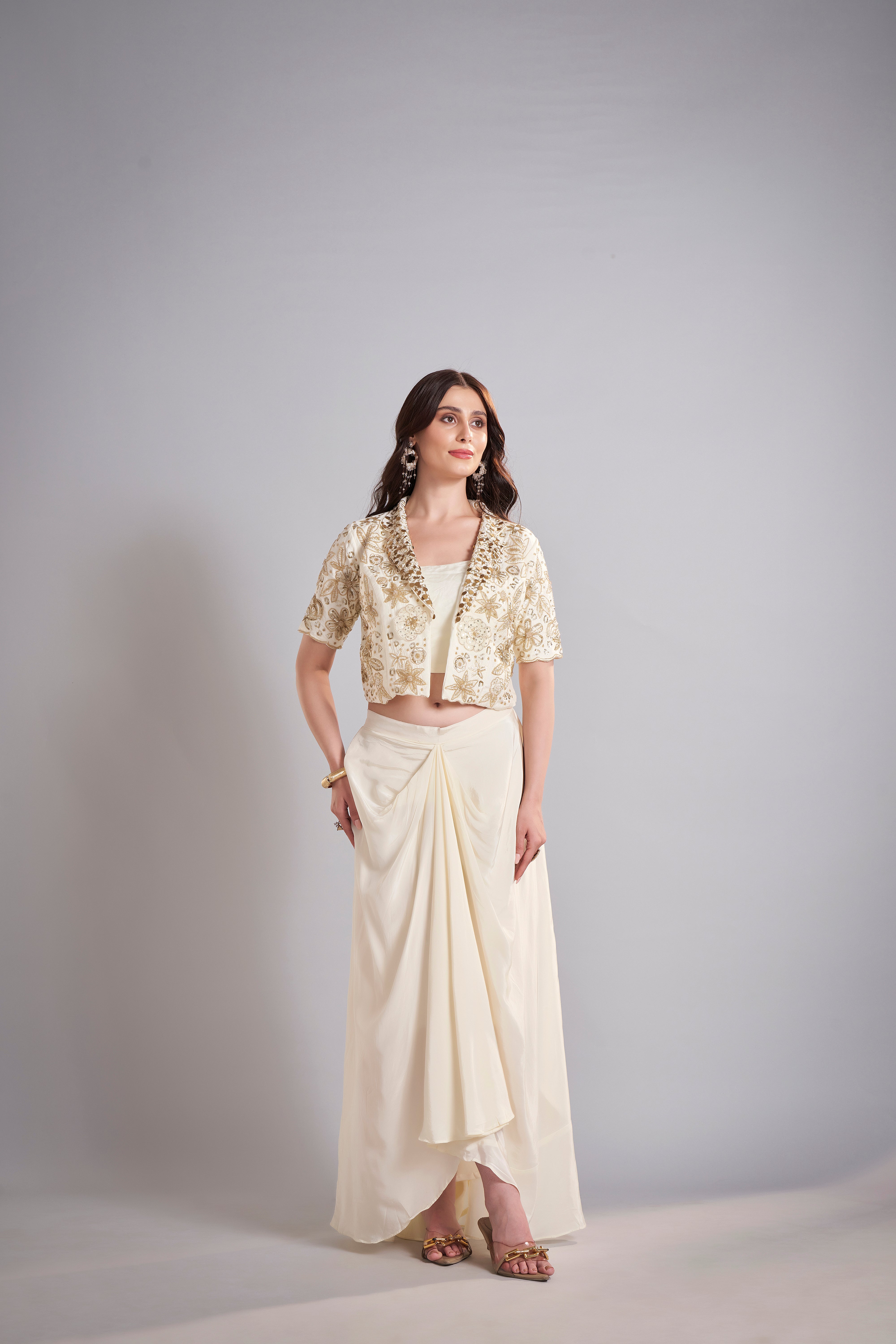Ivory Drape Skirt Set