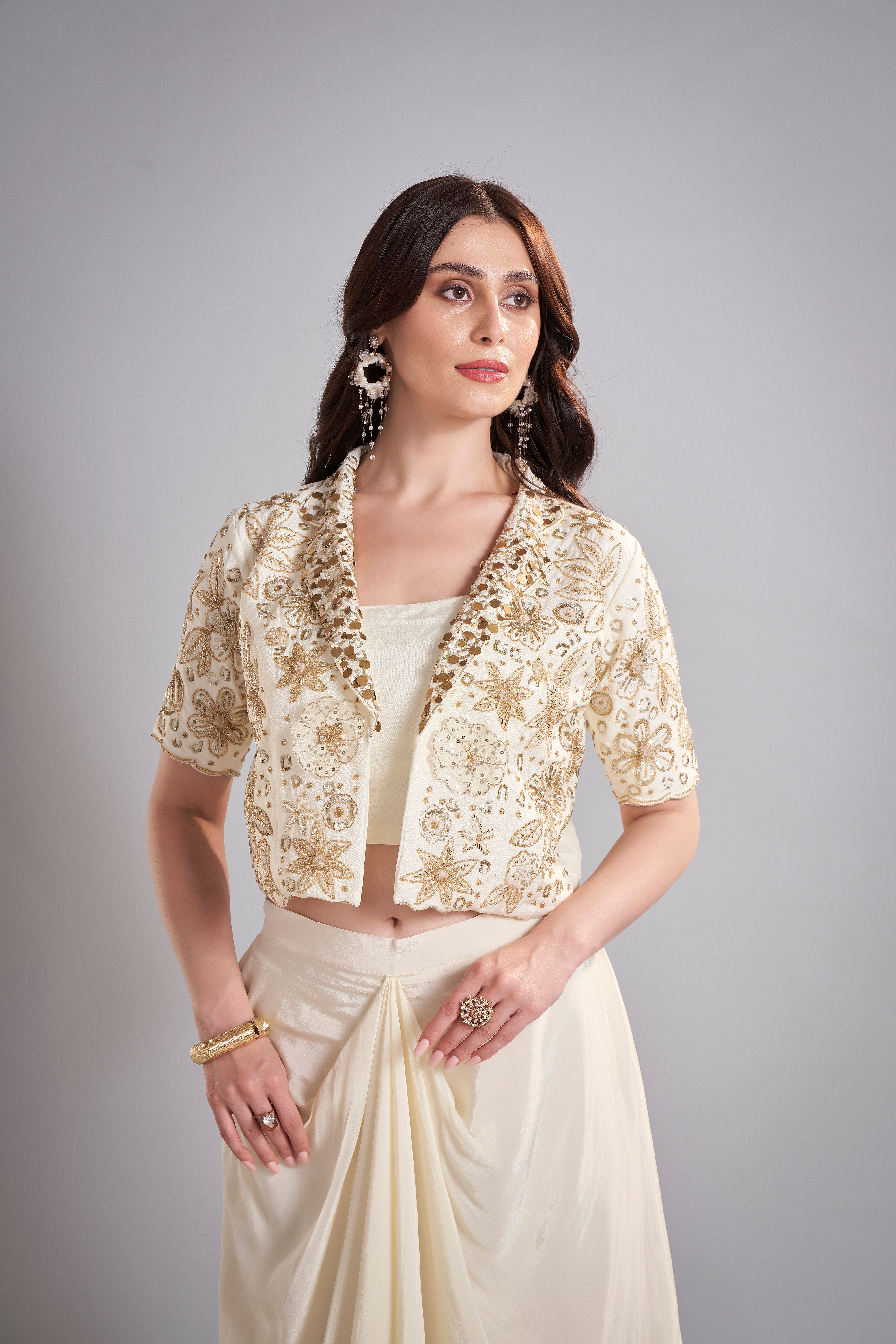 Ivory Drape Skirt Set