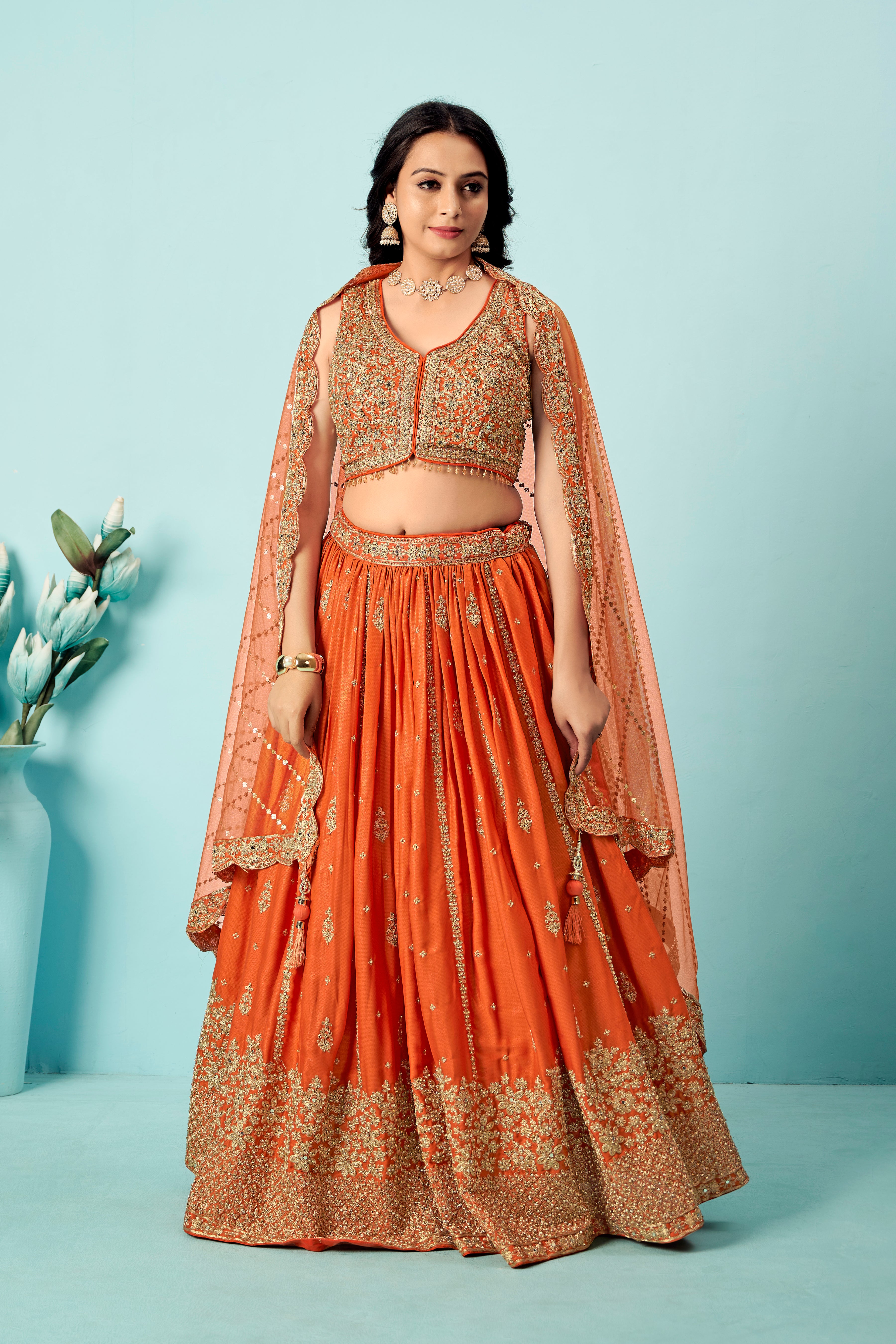 Coral Ember Lehenga Set