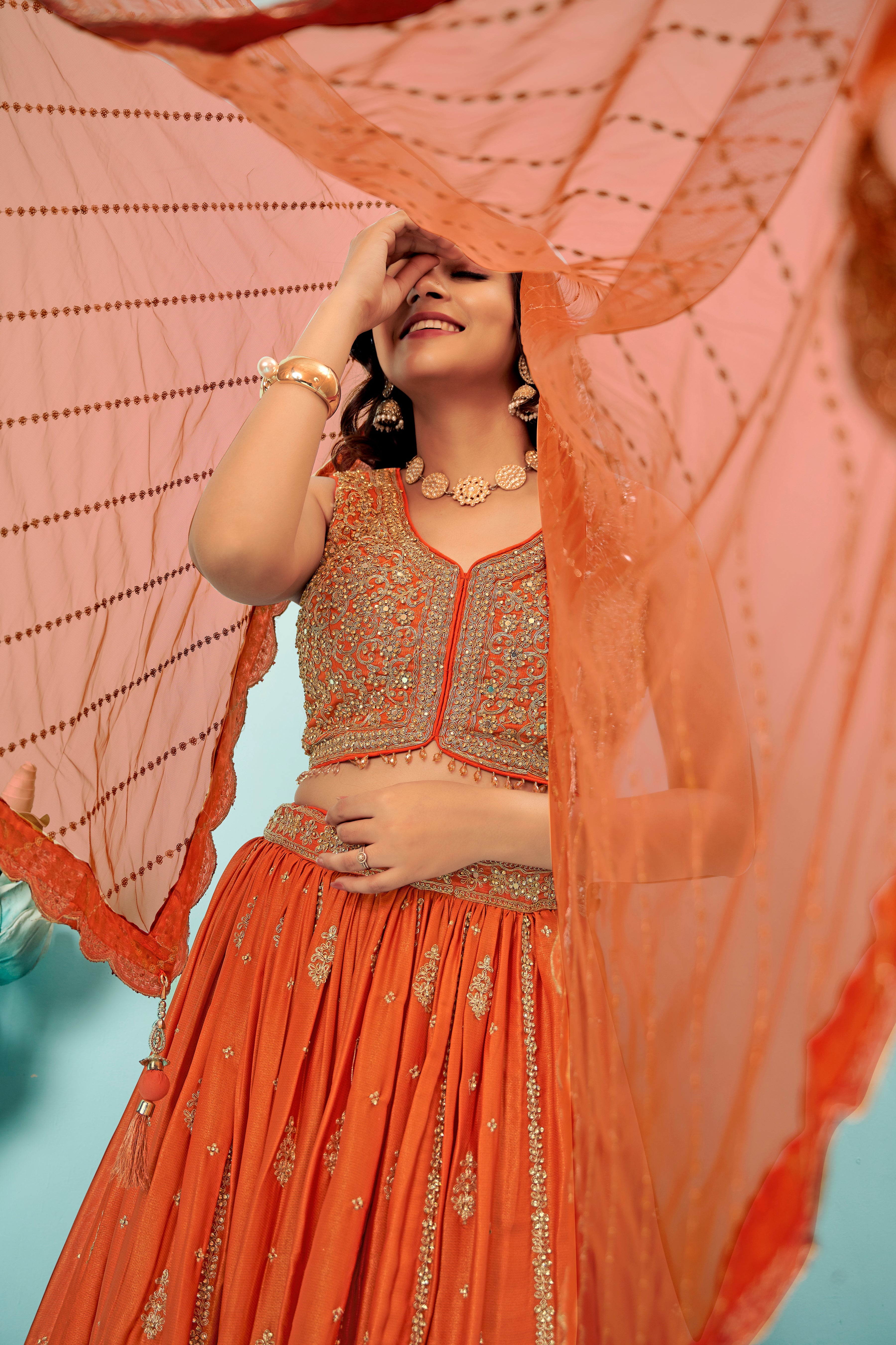 Coral Ember Lehenga Set