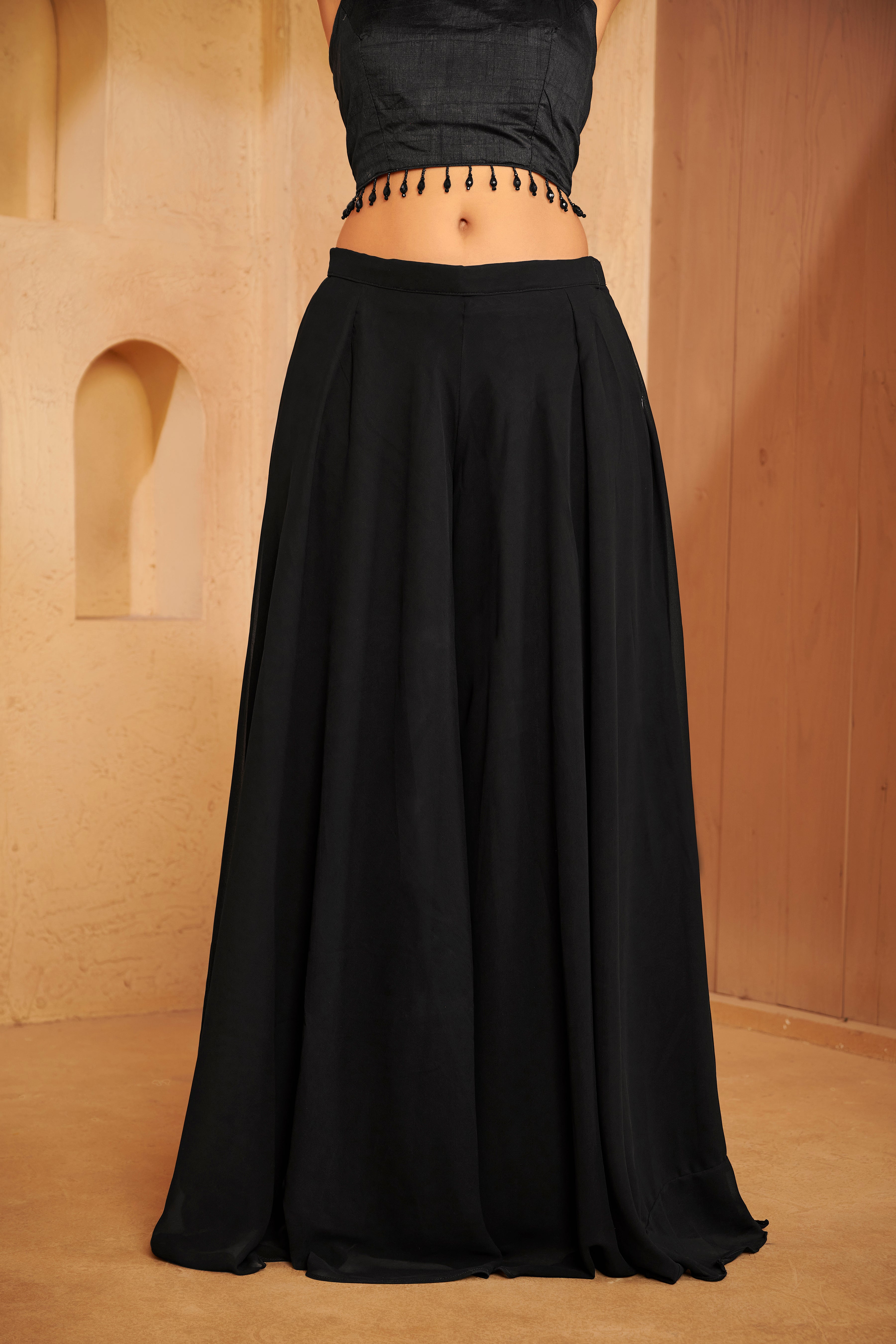 Noir Bloom Palazzo Set