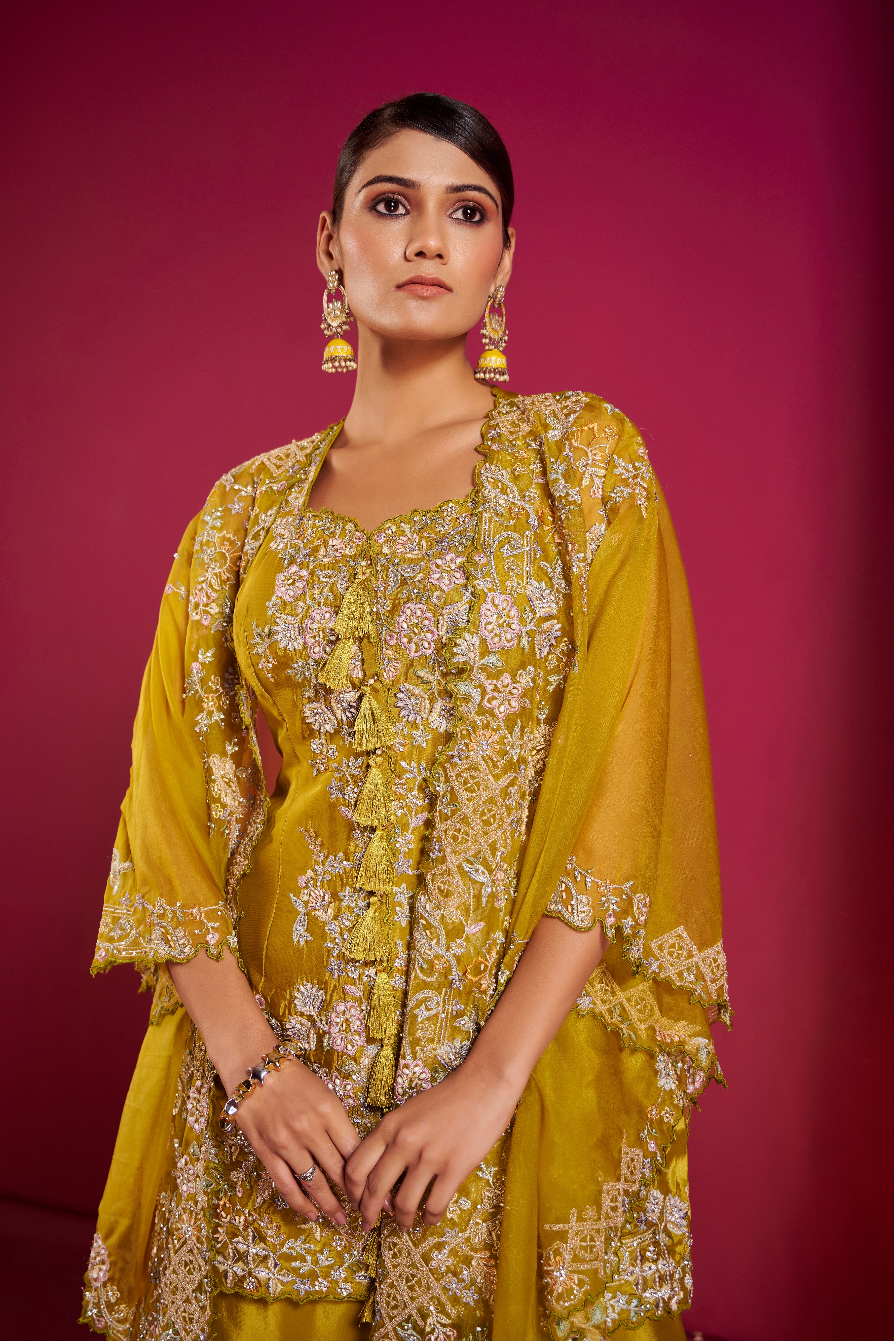 Golden Zari Velvet Kurta Set