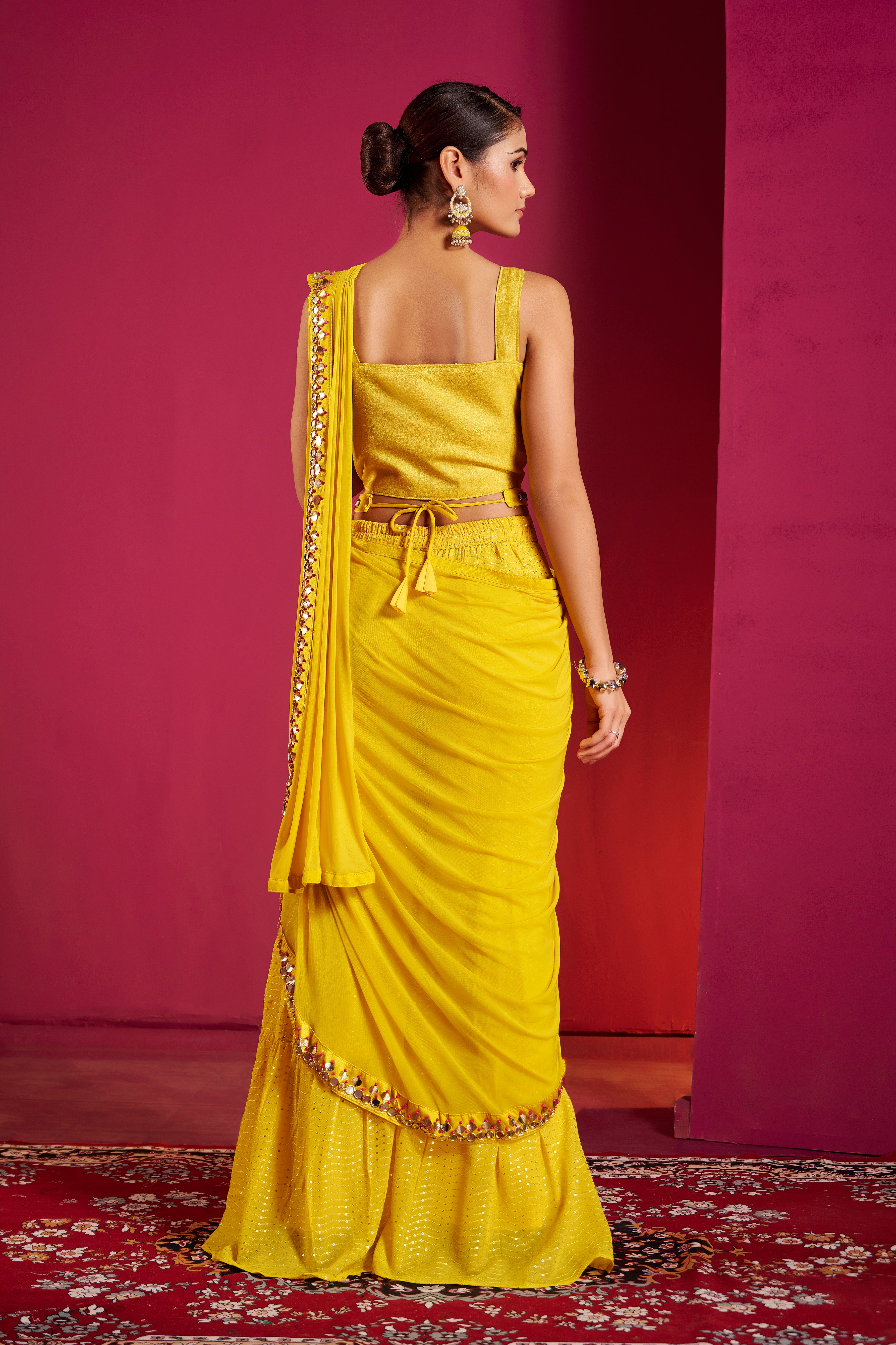 Marigold Mirror Drape Sharara Set