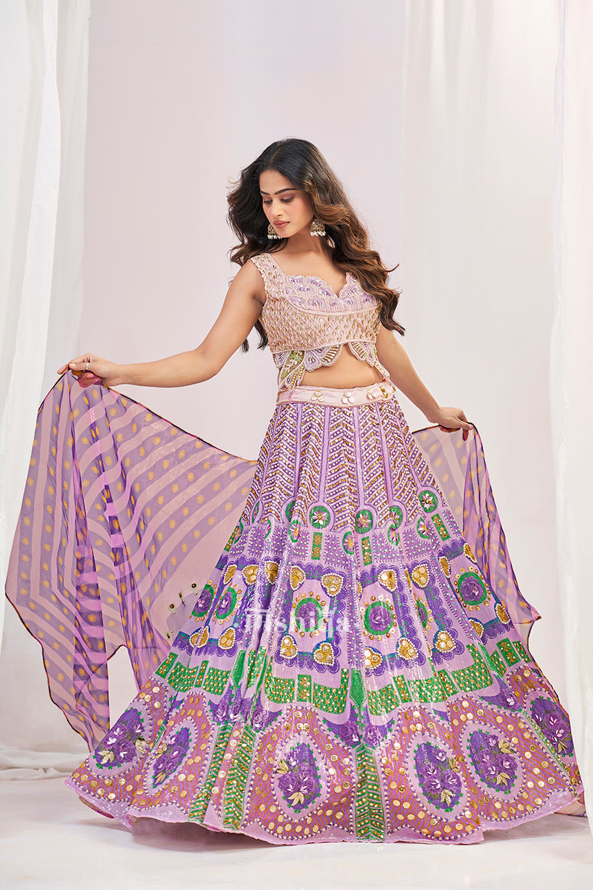 Lavender Mosaic Lehenga Set