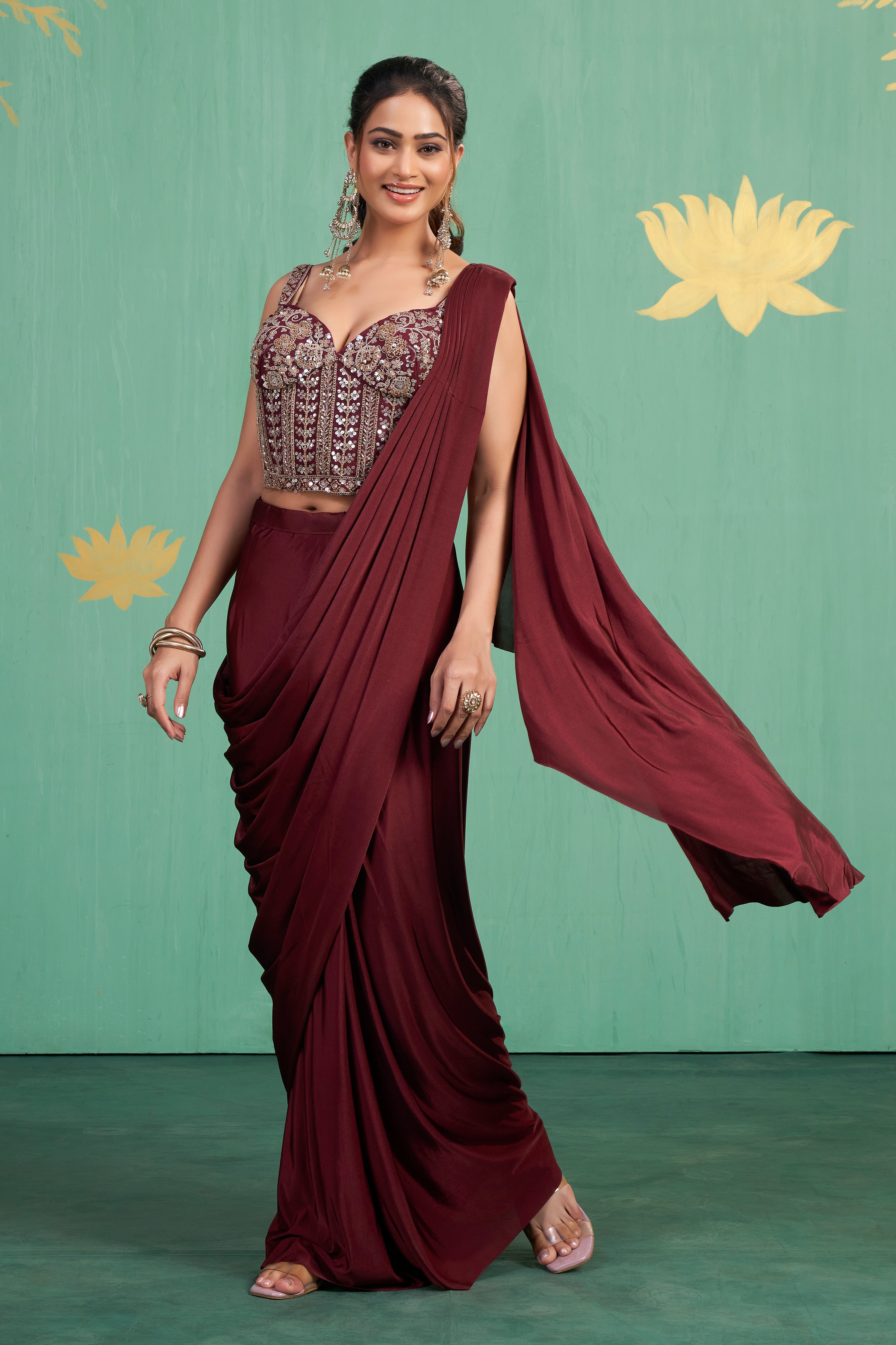 Merlot Muse Saree Gown
