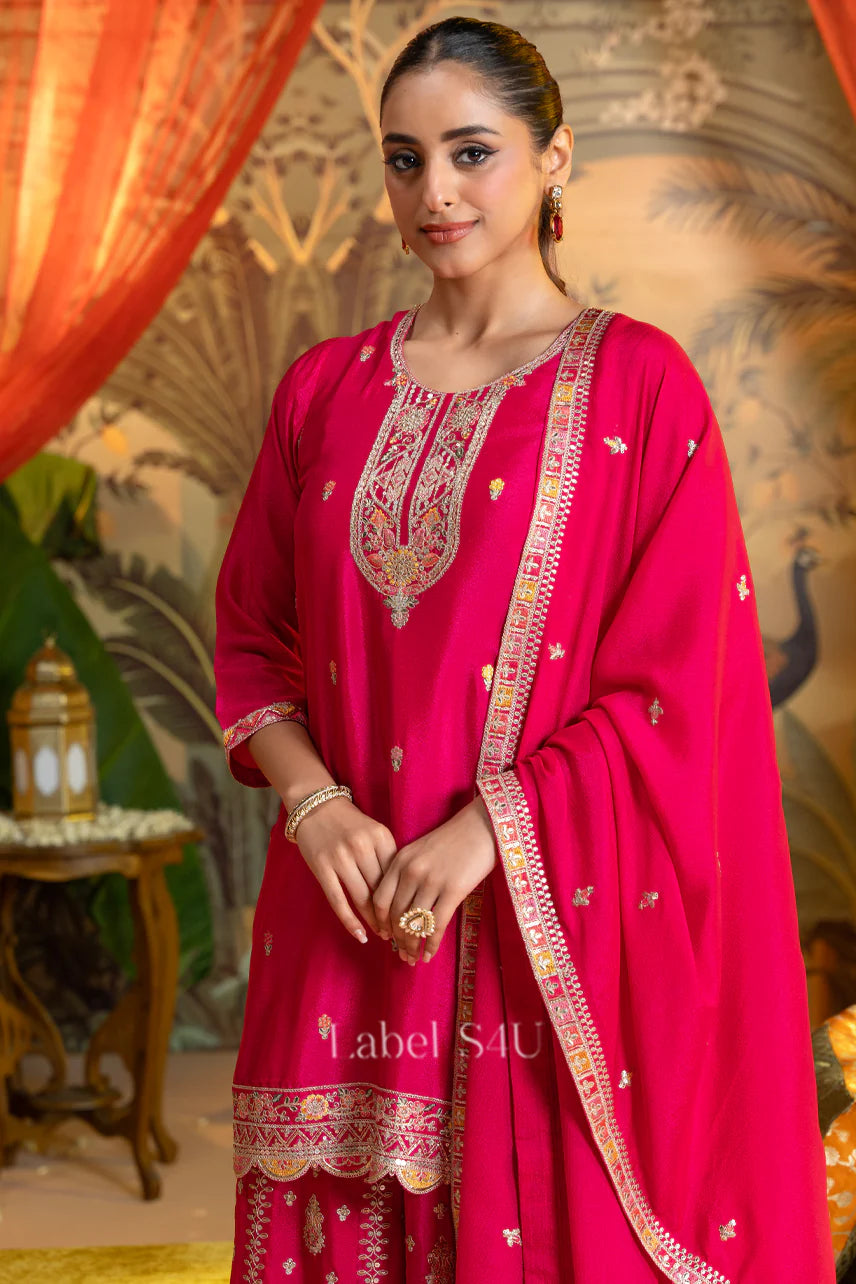 Pink Zari Sharara Set