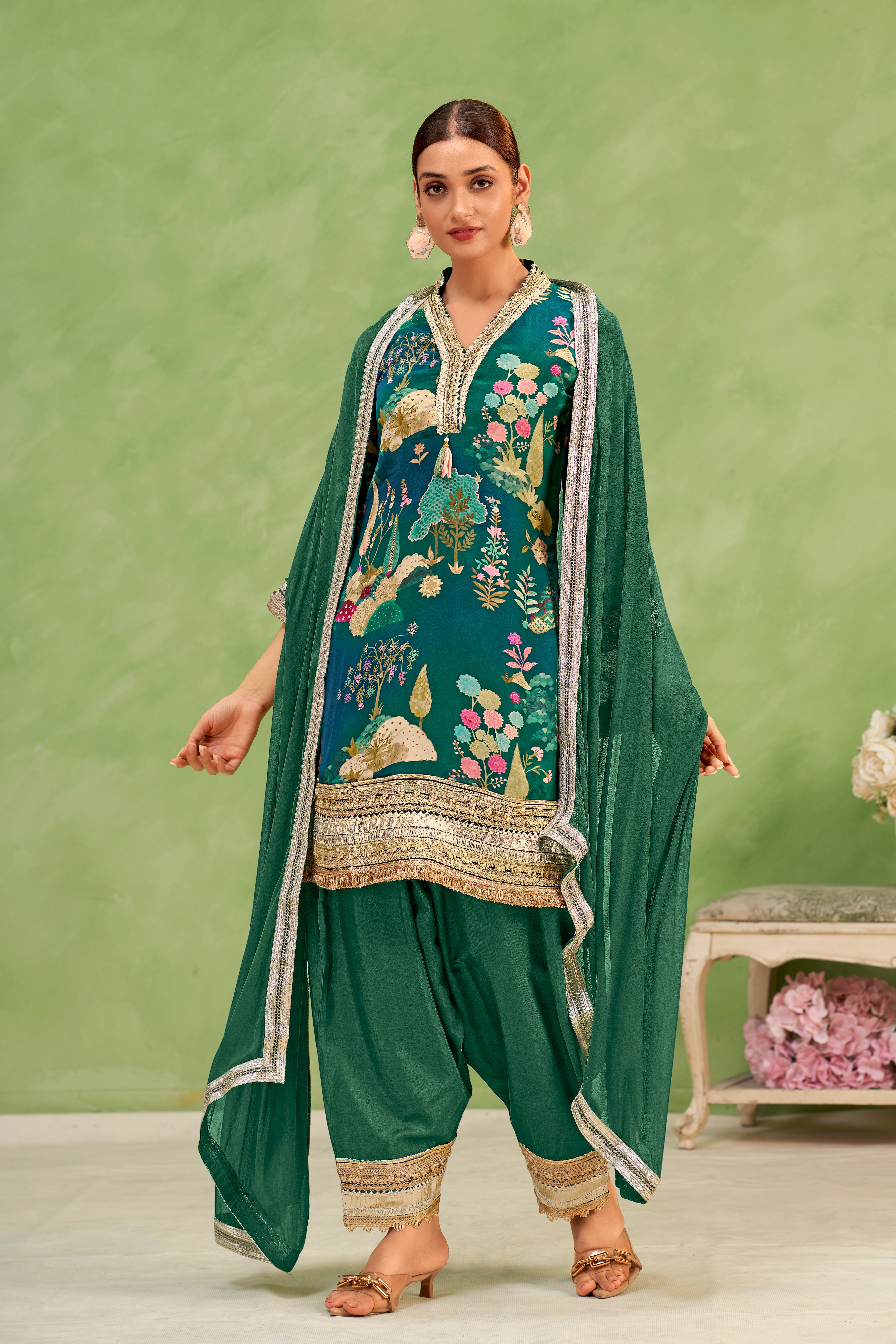 Emerald Mughal Printed Sharara Set