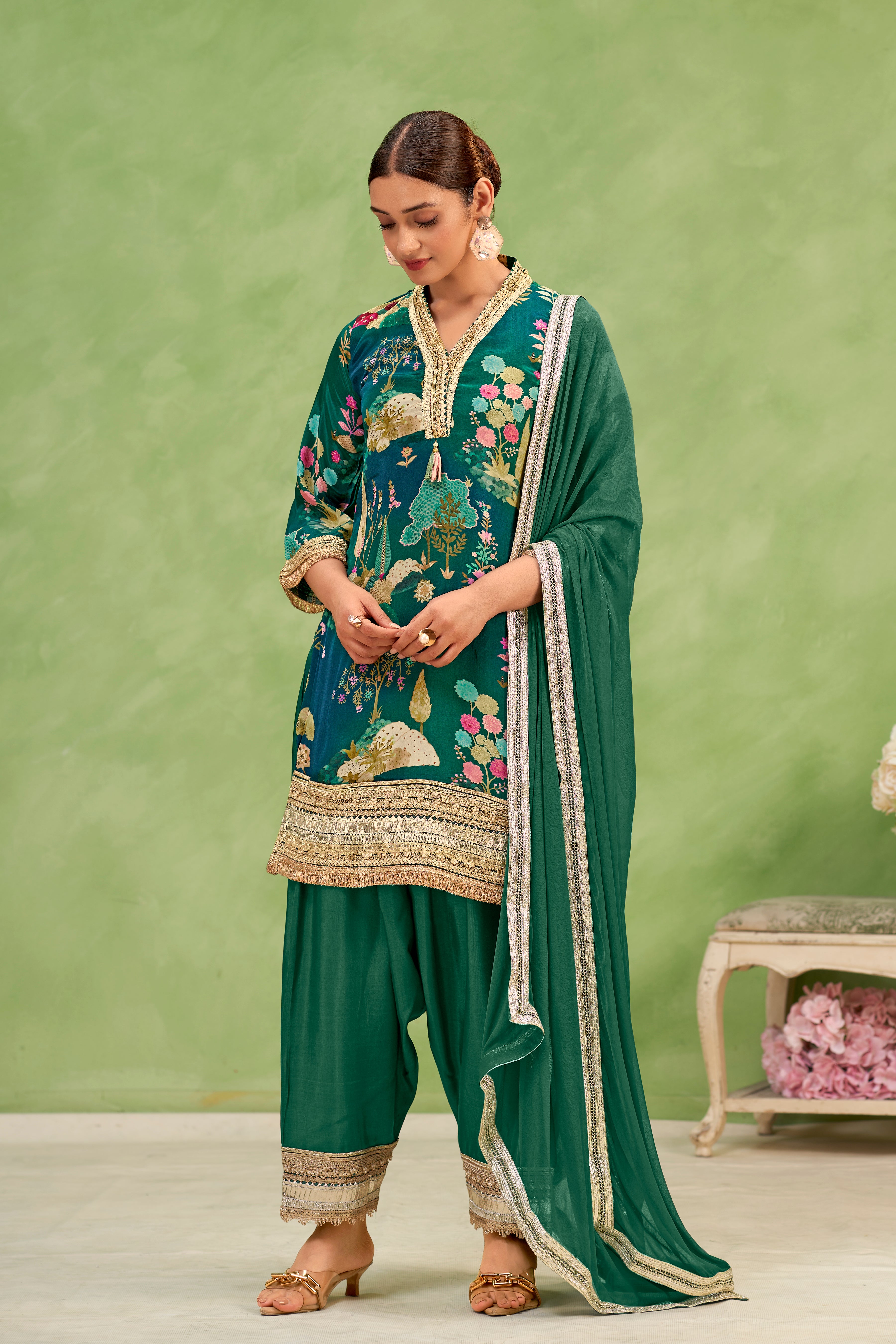 Emerald Mughal Printed Sharara Set