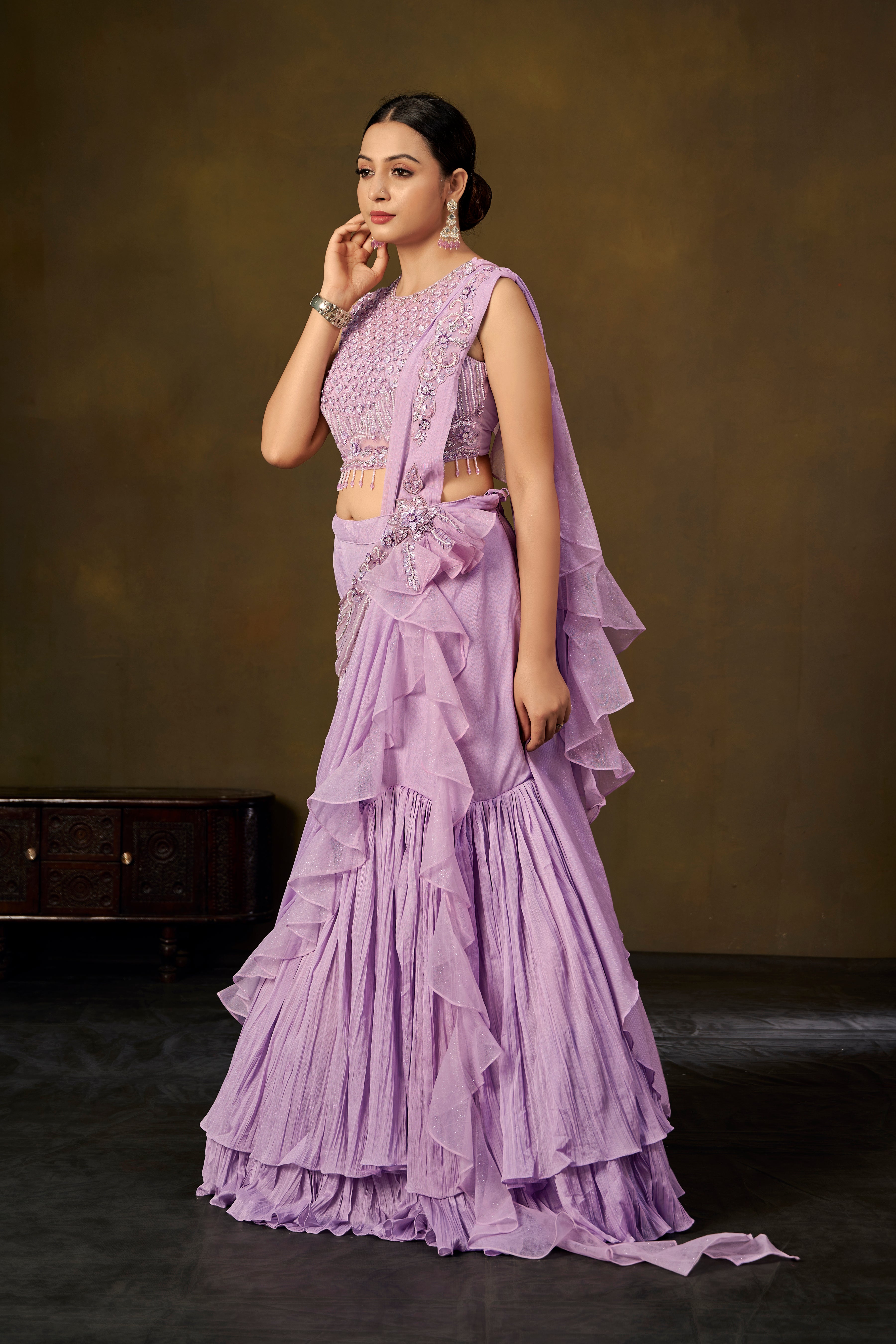 Lilac Ruffle Lehenga Set