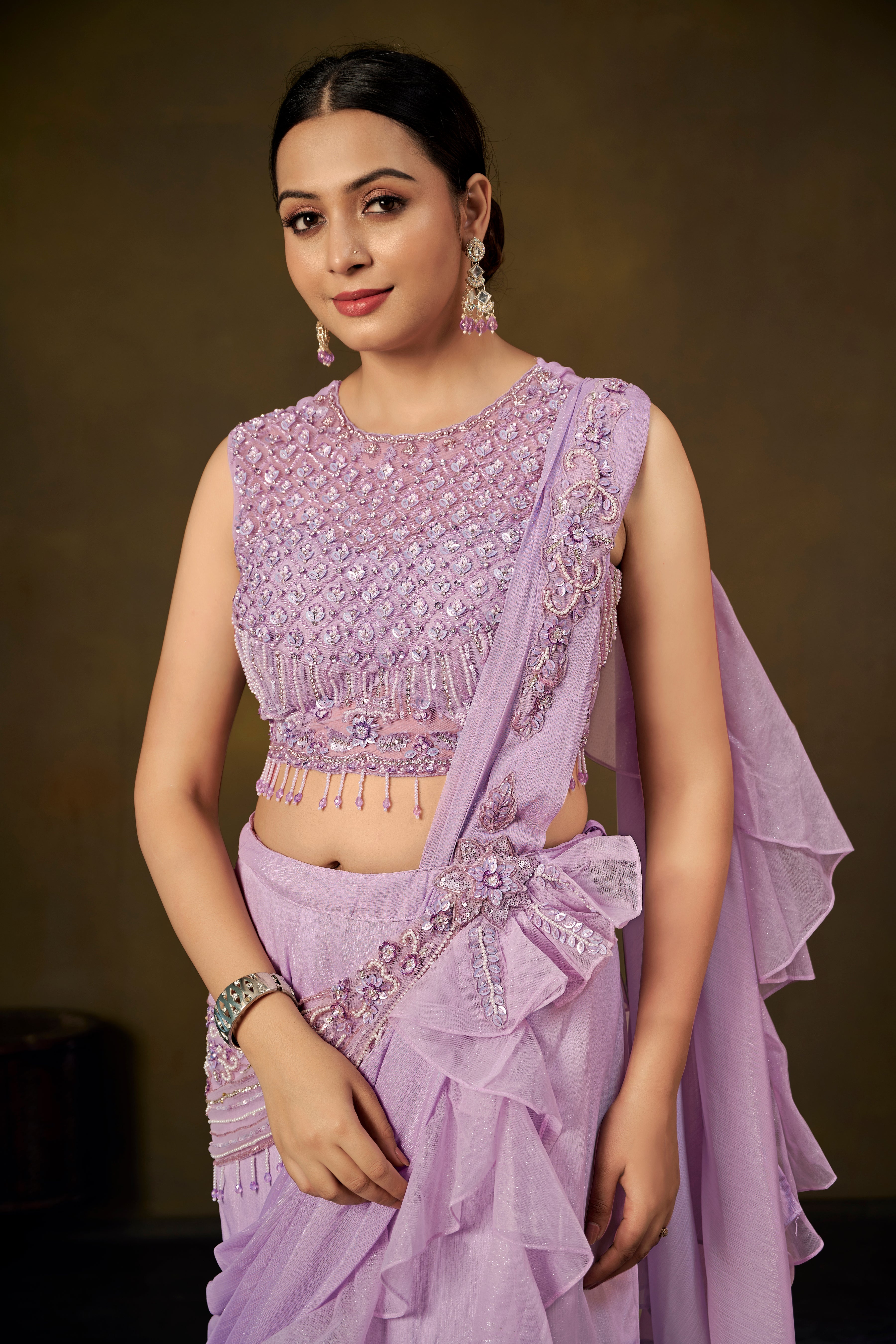 Lilac Ruffle Lehenga Set
