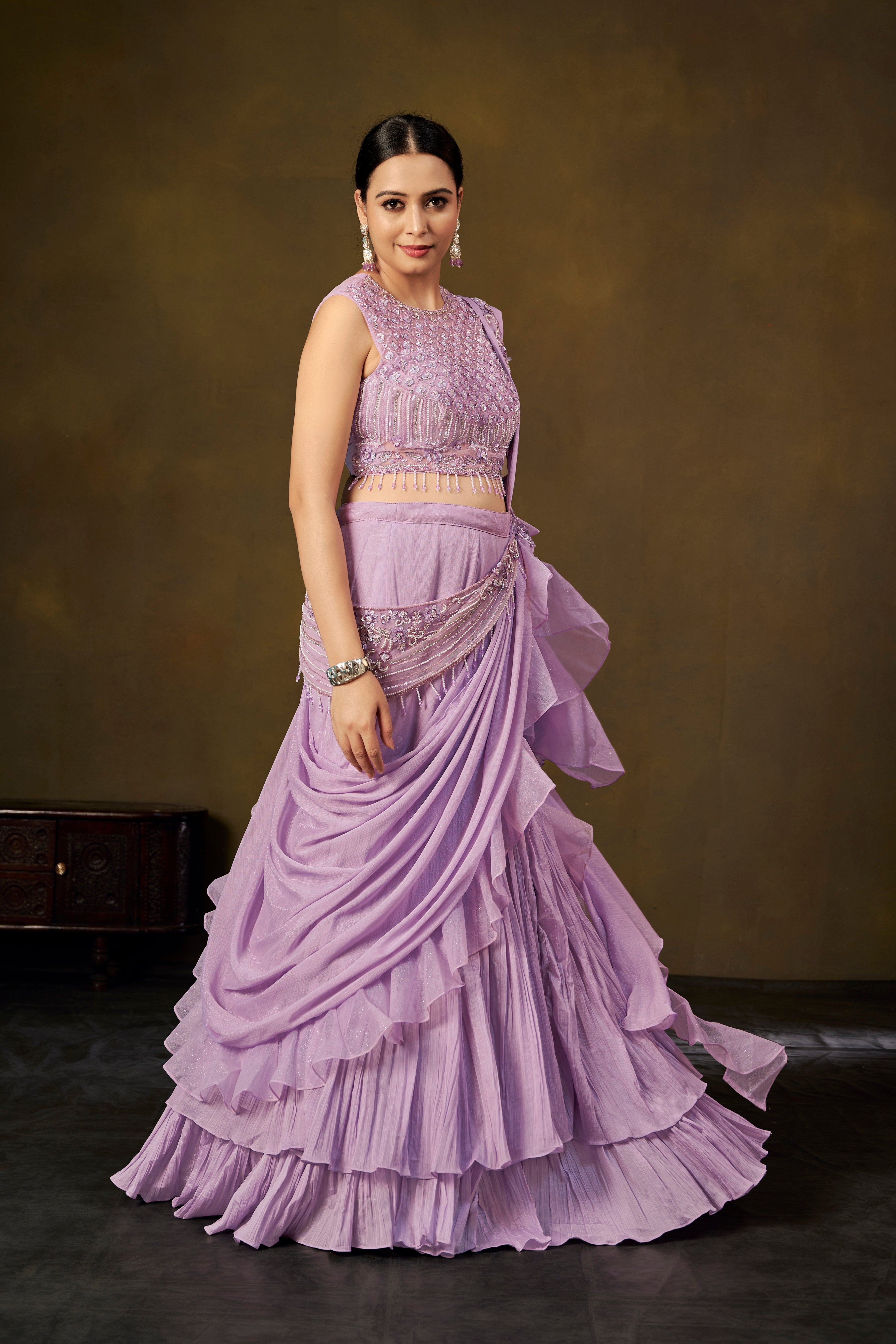 Lilac Ruffle Lehenga Set