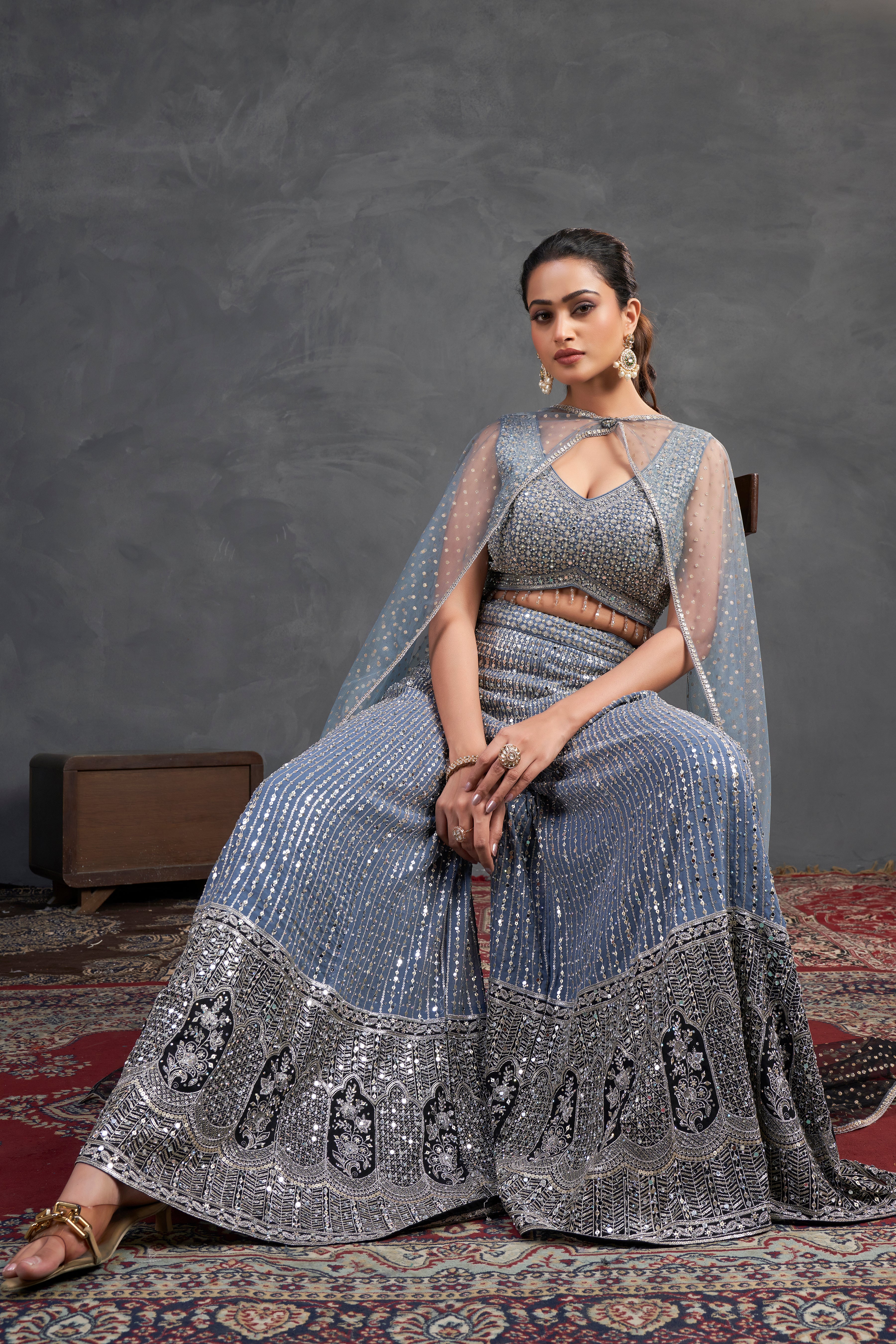 Slate Sparkle Sharara Set