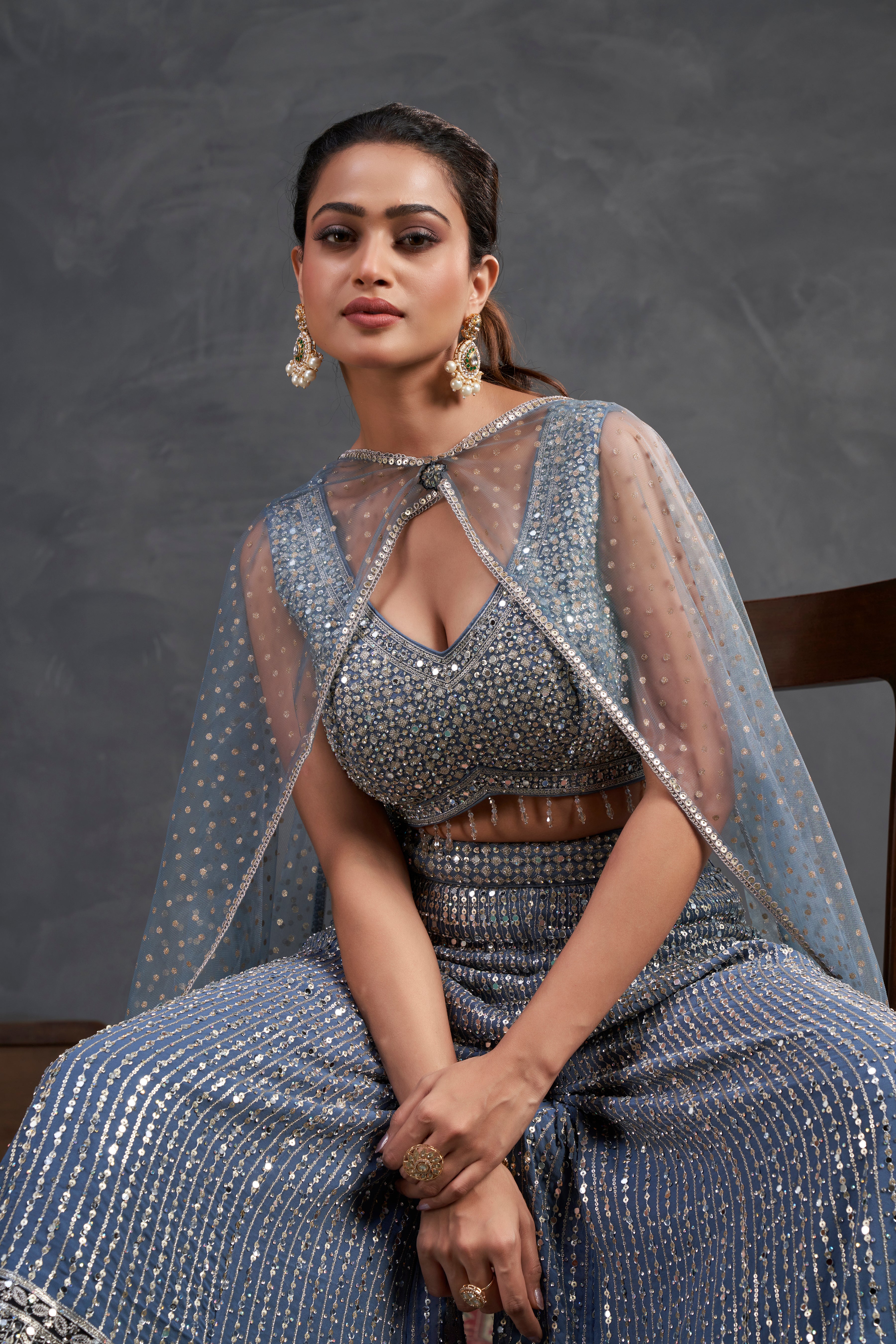 Slate Sparkle Sharara Set