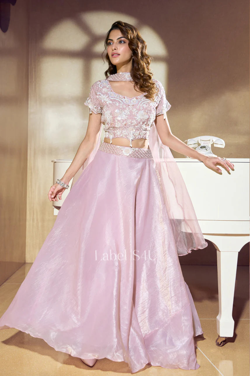 Embroidered Blush Lehenga