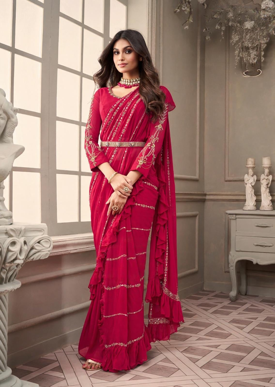 Rani Ruffle Saree Set