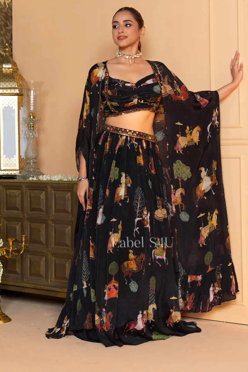 Noir Royal Tales Lehenga Set