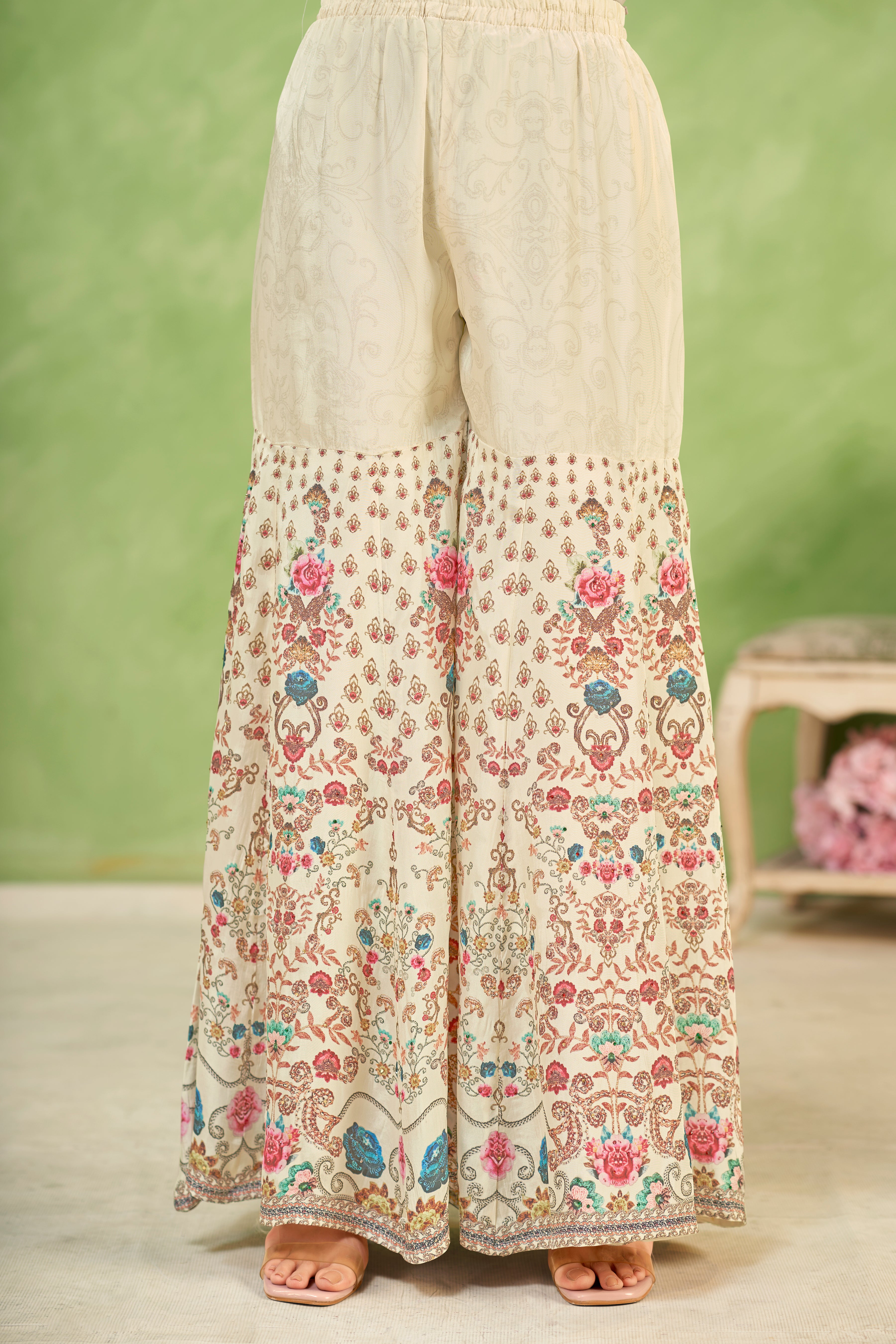 Off-White Floral Sharara Set