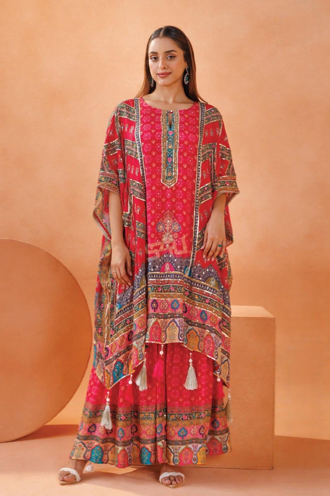 Boho Rouge Kaftan Set