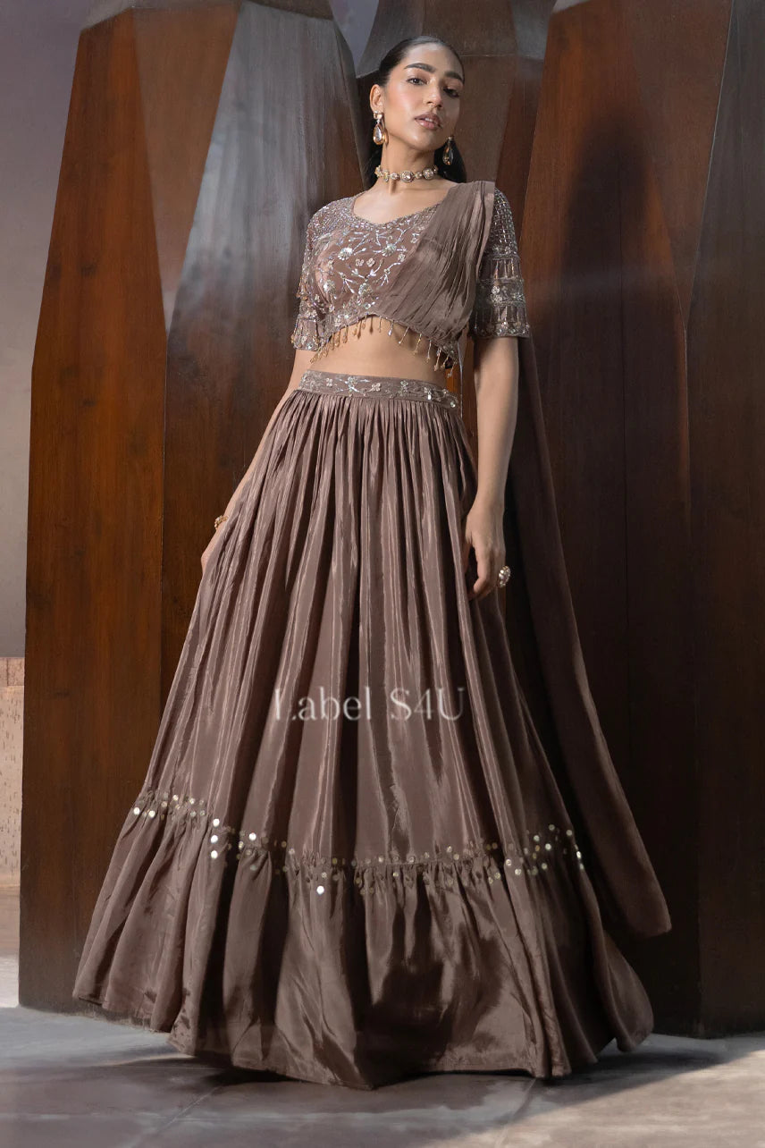 Mocha Gleam Embellished Blouse