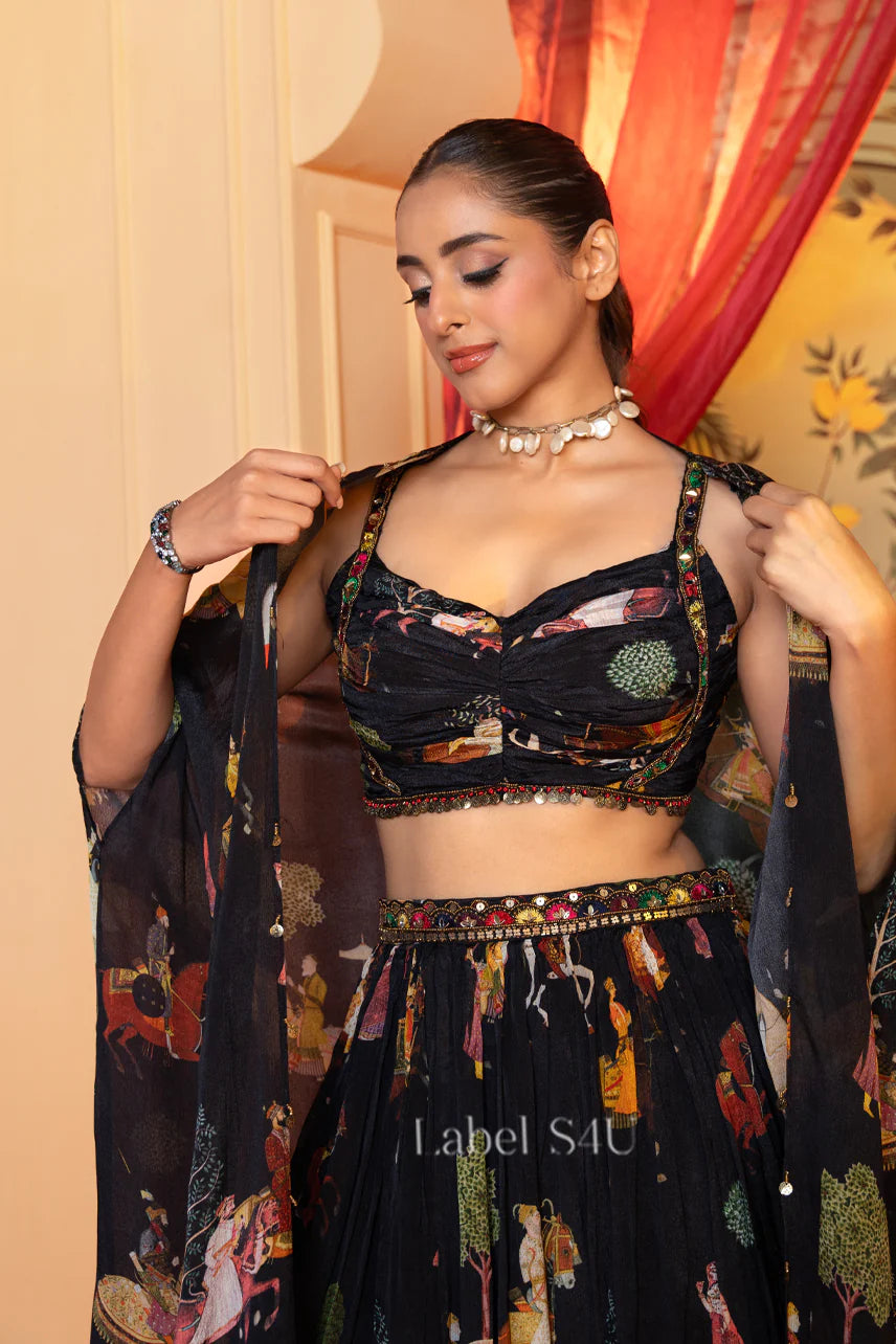 Noir Royal Tales Lehenga Set