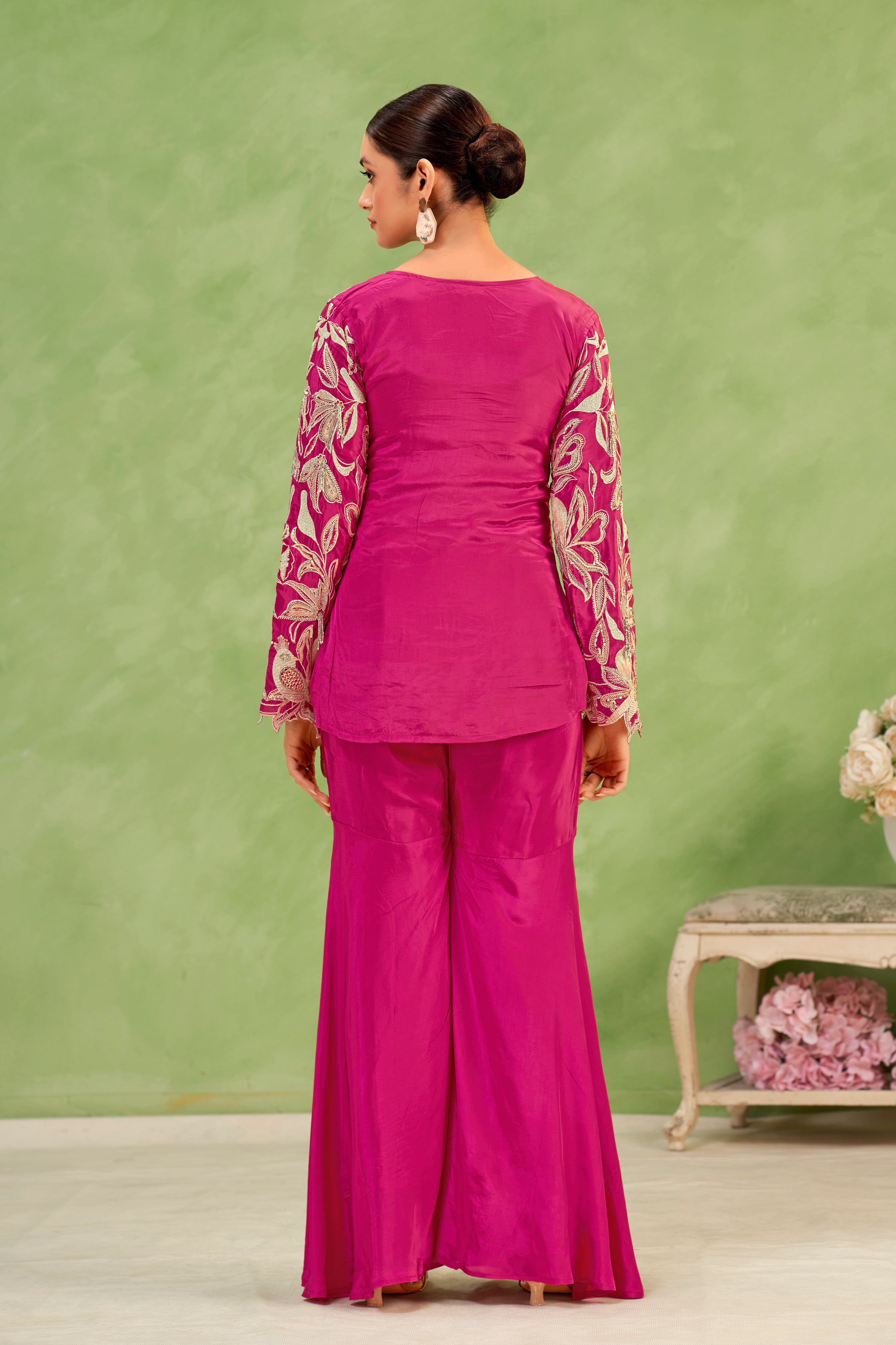 Magenta Floral Sharara Set