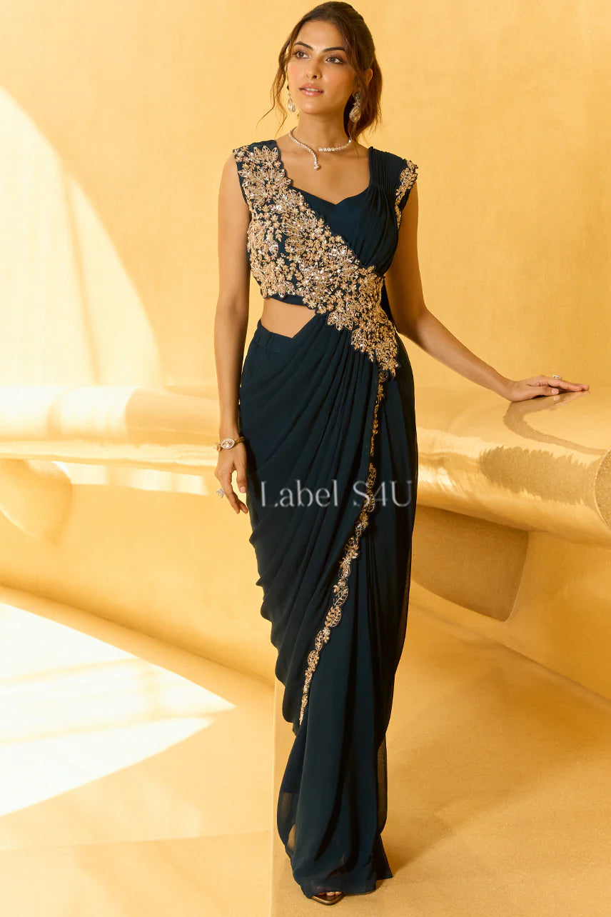 Emerald Radiance Saree Set