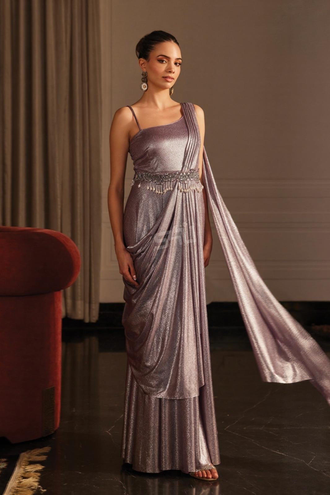 Lilac Chrome Drape Saree