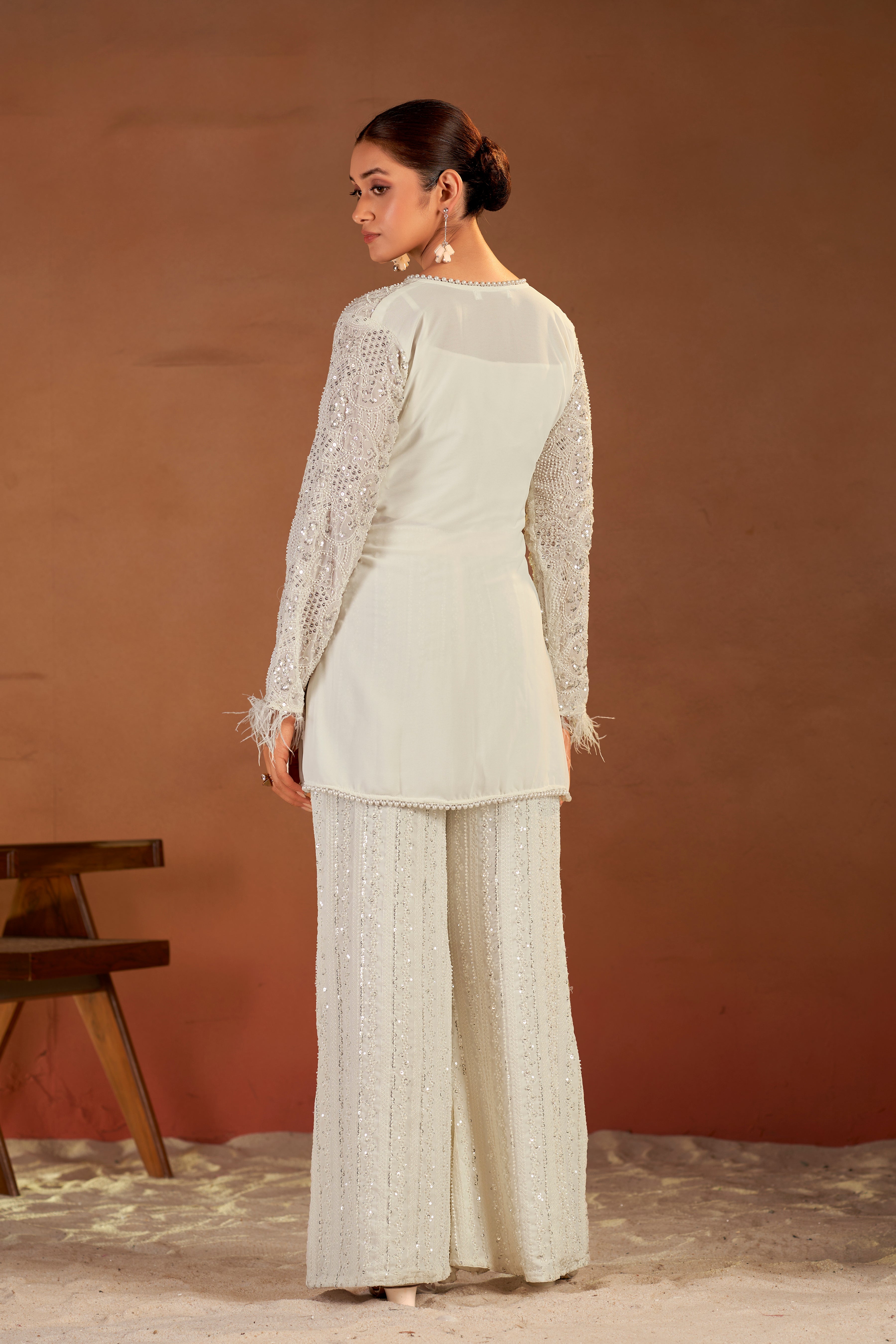 White Feather Suit Set