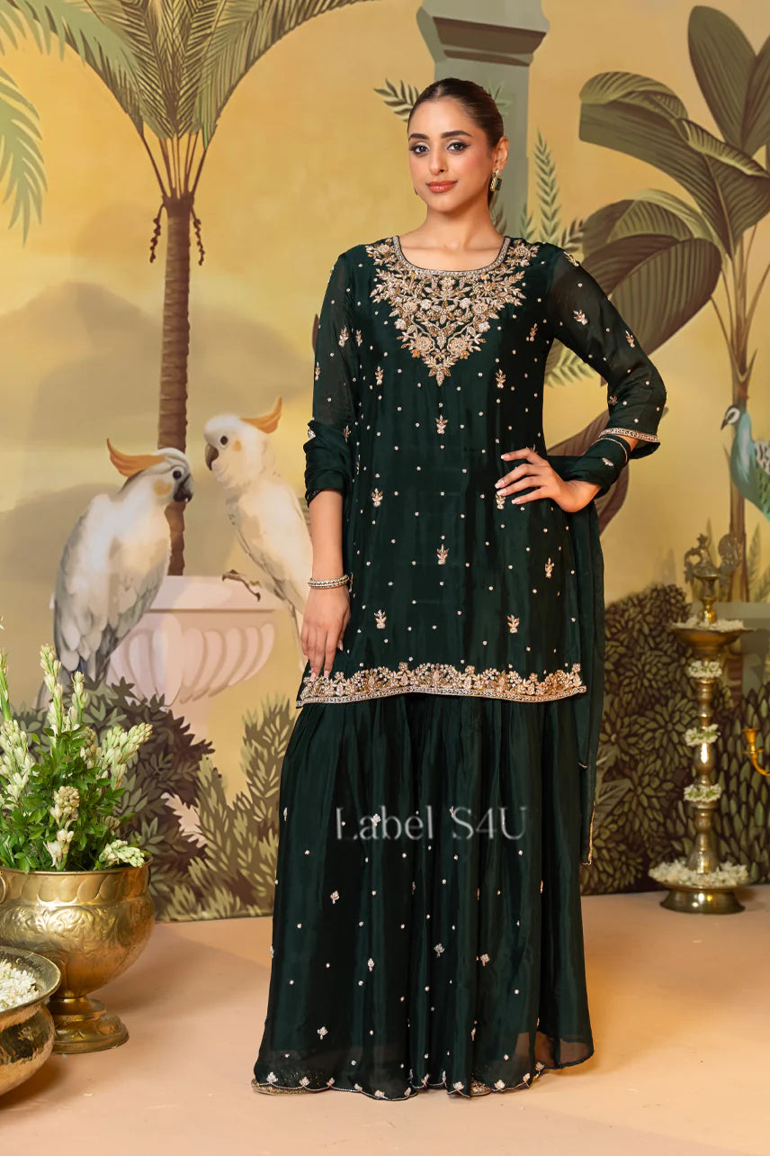 Emerald Mirror Sharara Set