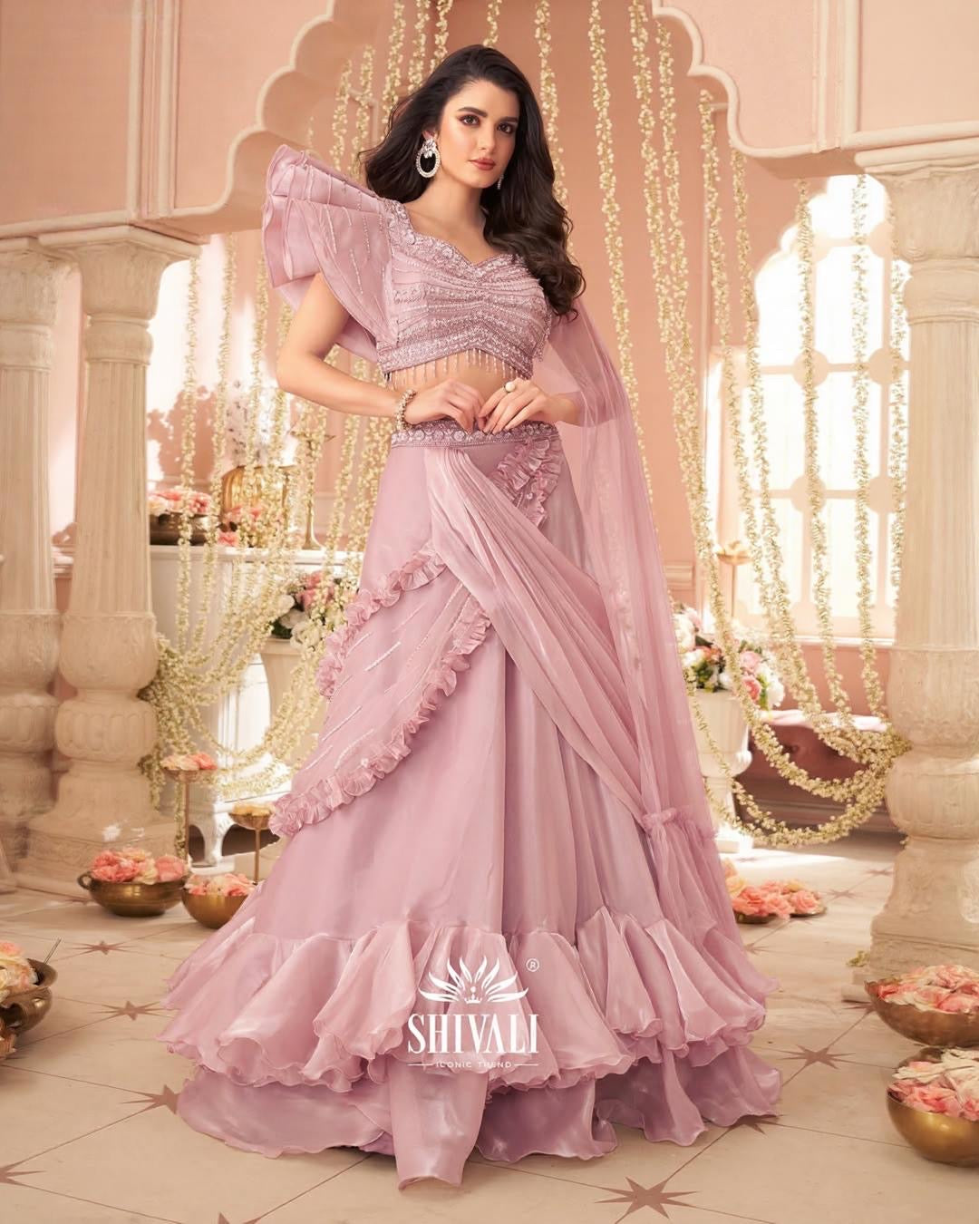 Blush Ruffle Lehenga Set