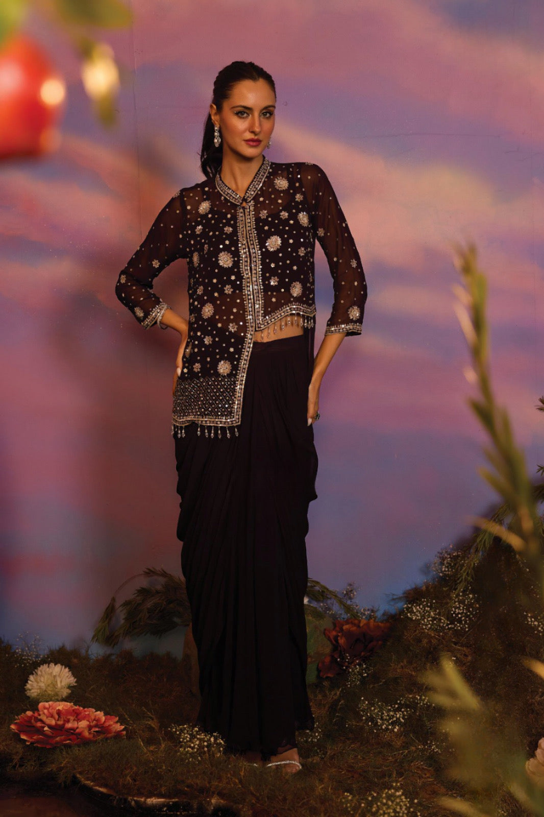 Midnight Noir Saree Gown