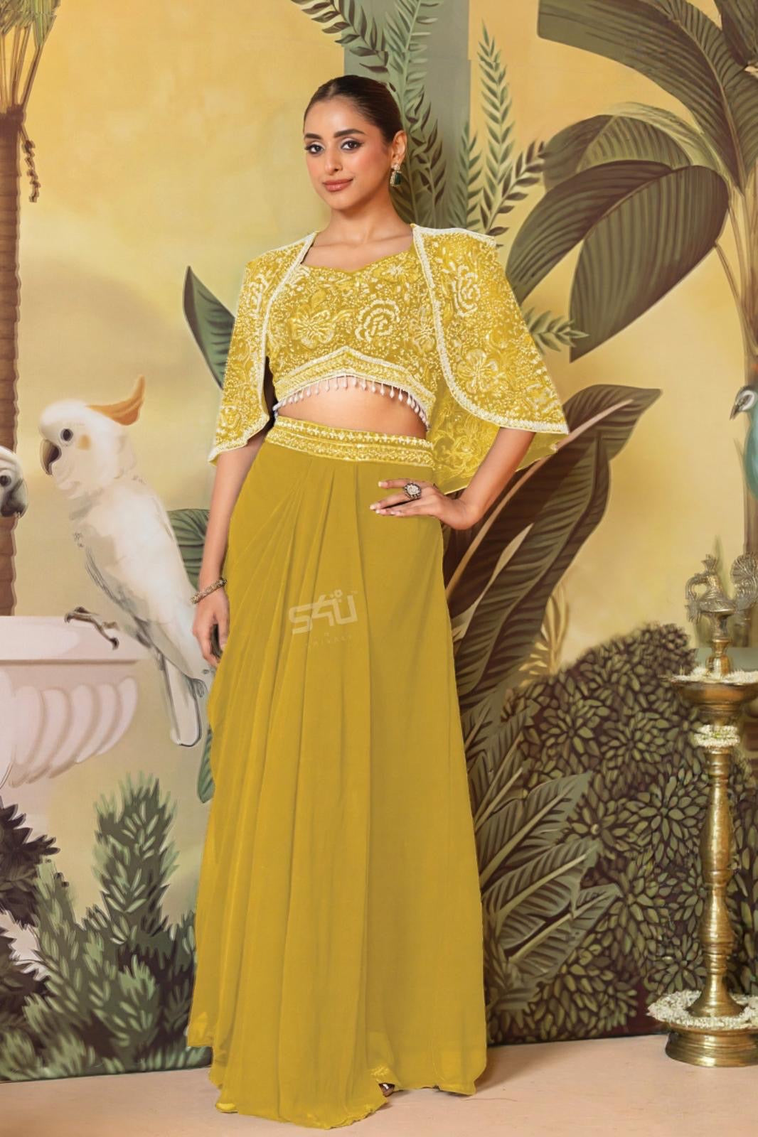 Golden Bloom Draped Set