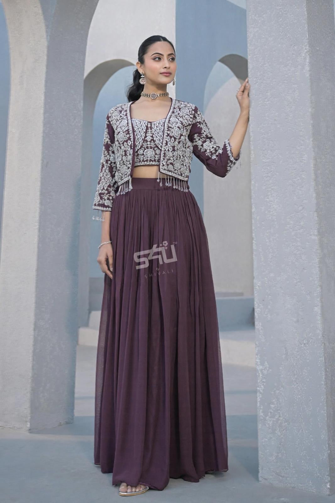 Plum Frost Embroidered Co-ord Set
