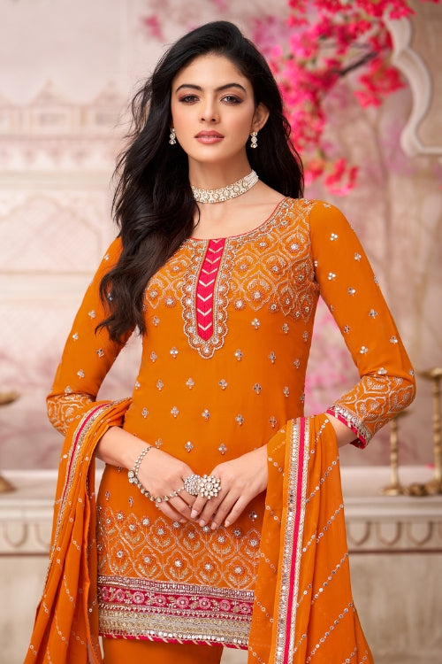 Saffron Aura Gharara Set