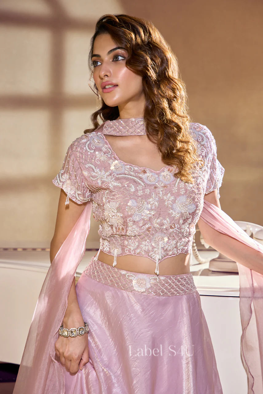 Embroidered Blush Lehenga