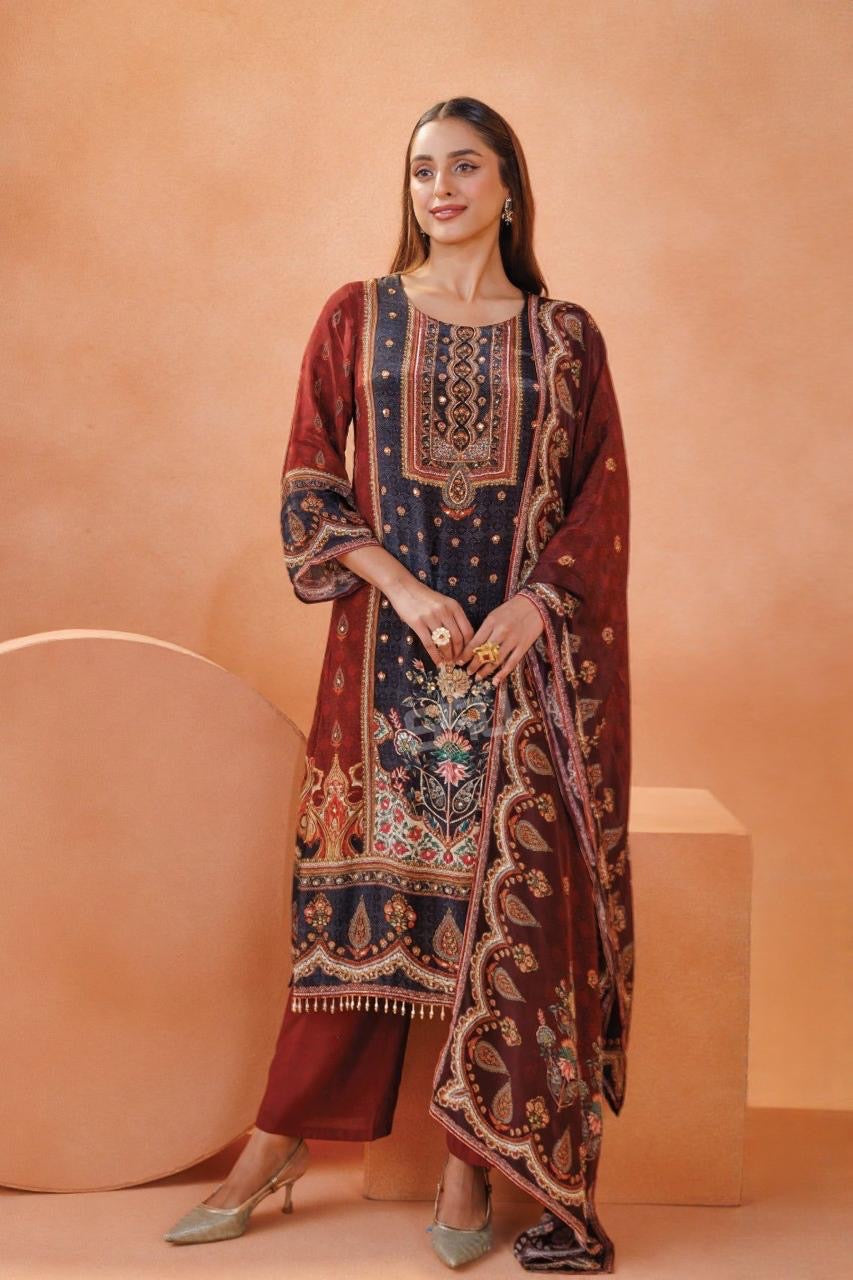 Rustic Regal Printed Suit Set