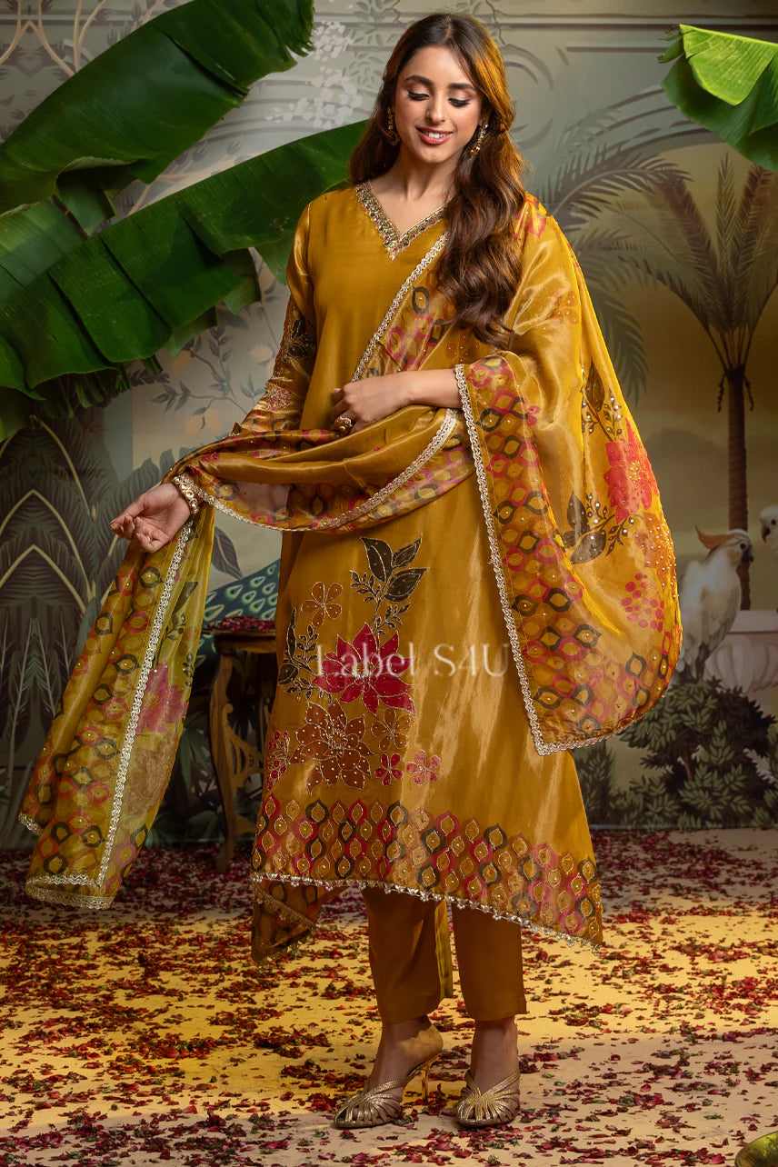 Golden Bloom Kurta Set