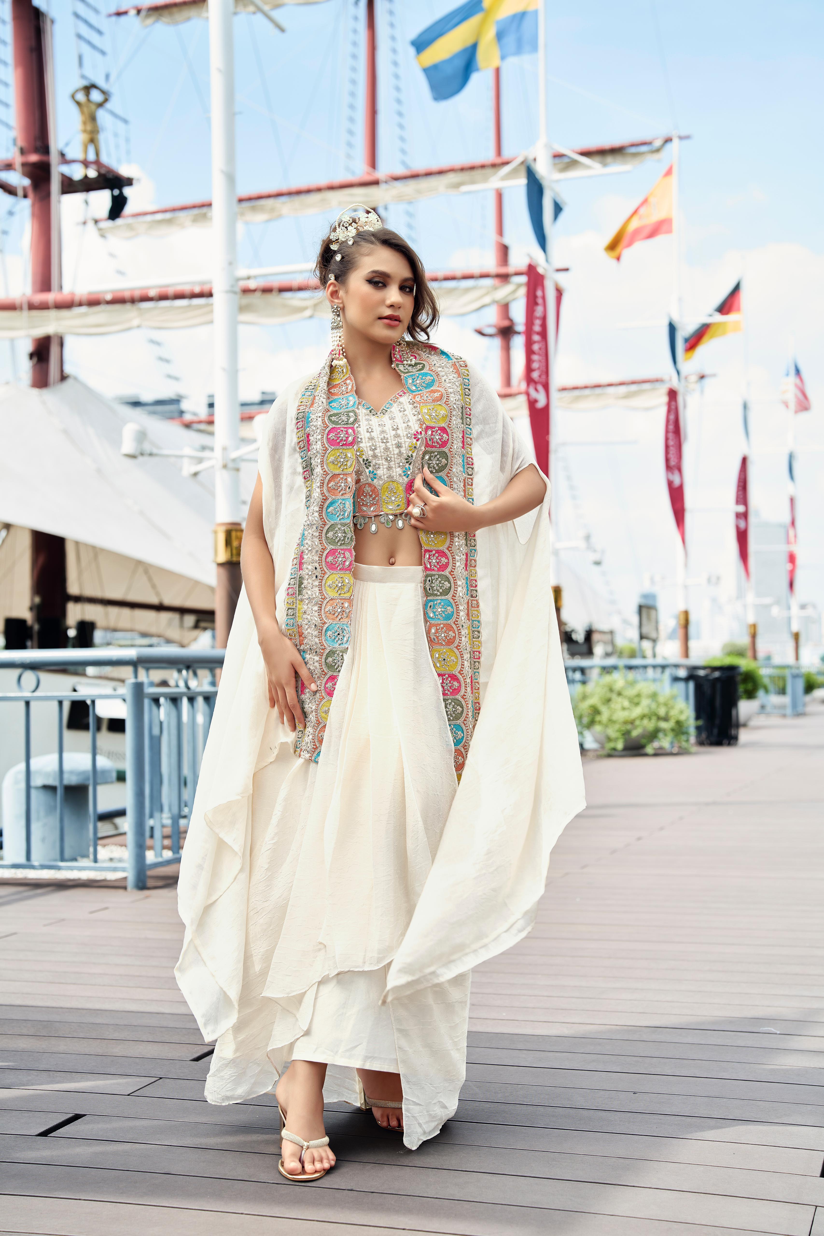 Multicolored Ivory Drape Set