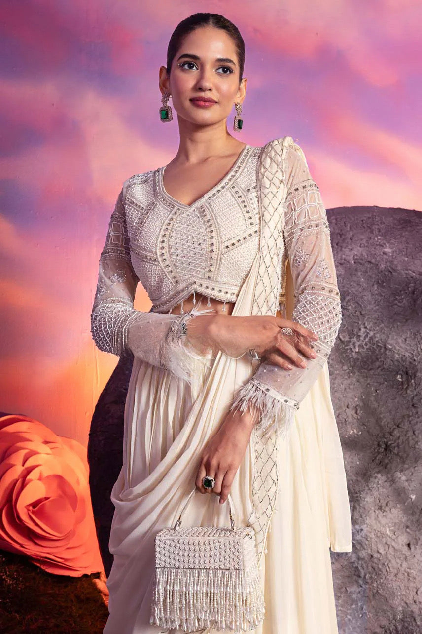 Ivory Sequin Drape Set