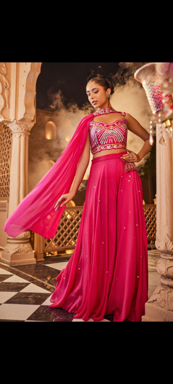 Pink Mirror Lehenga Set