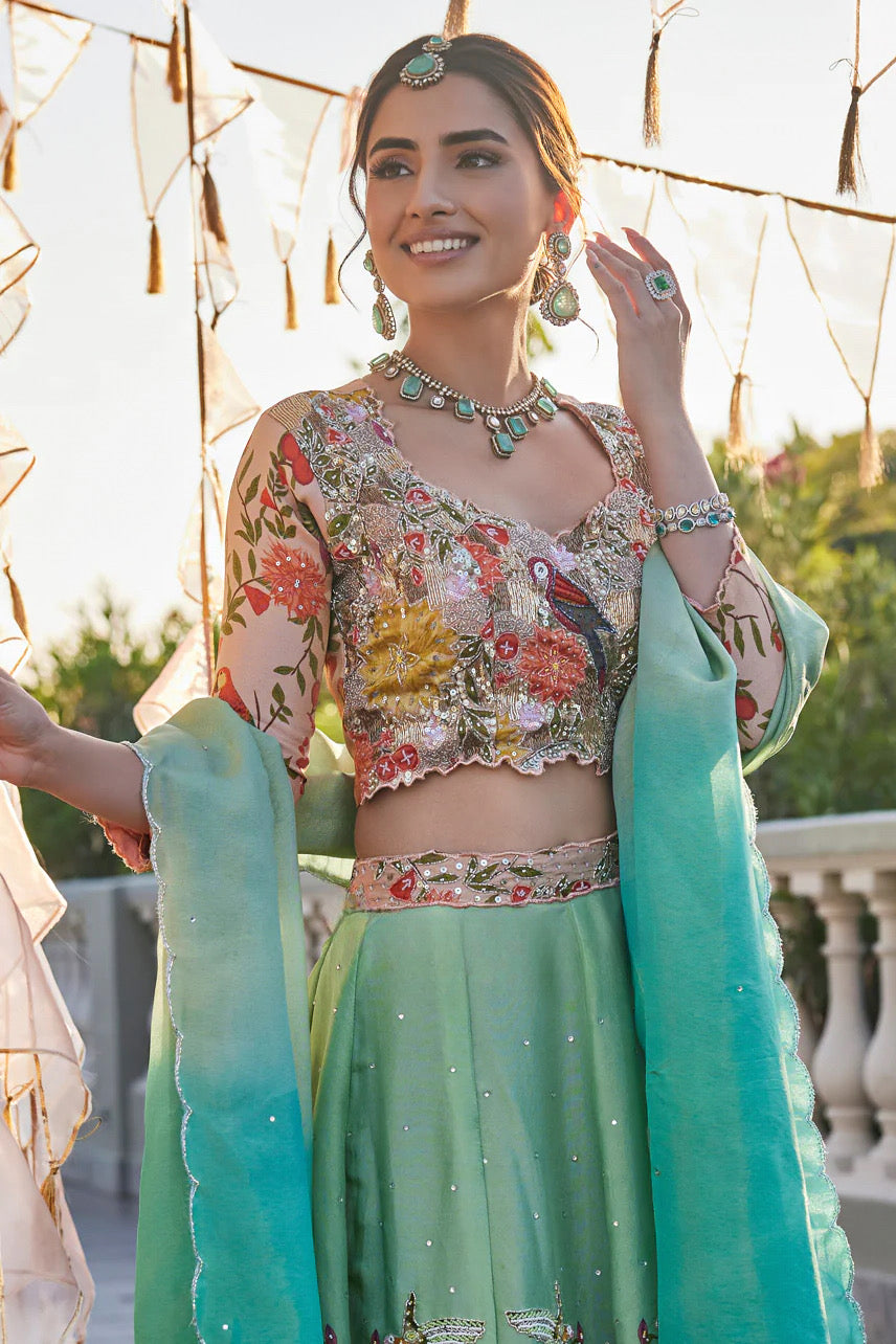 Aqua Bloom Lehenga Set