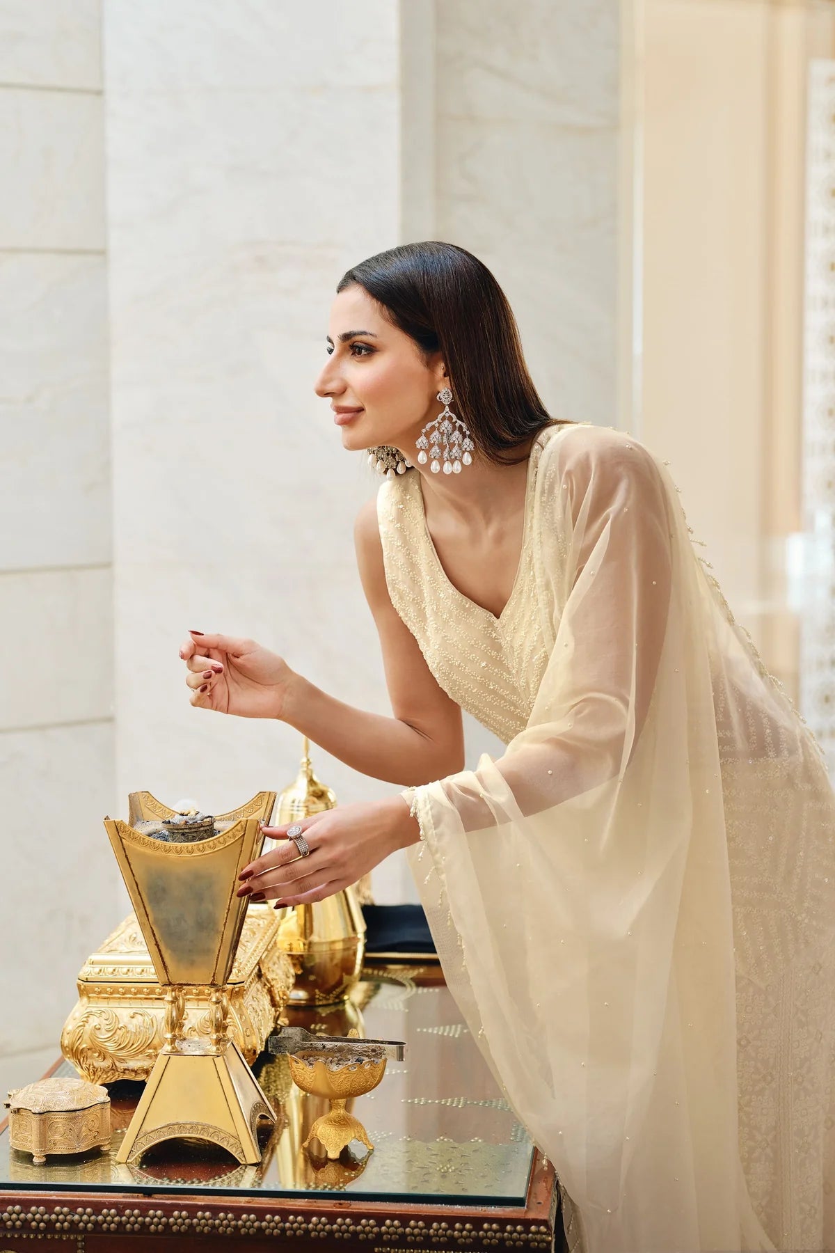 Ivory Sequin Palazzo Set