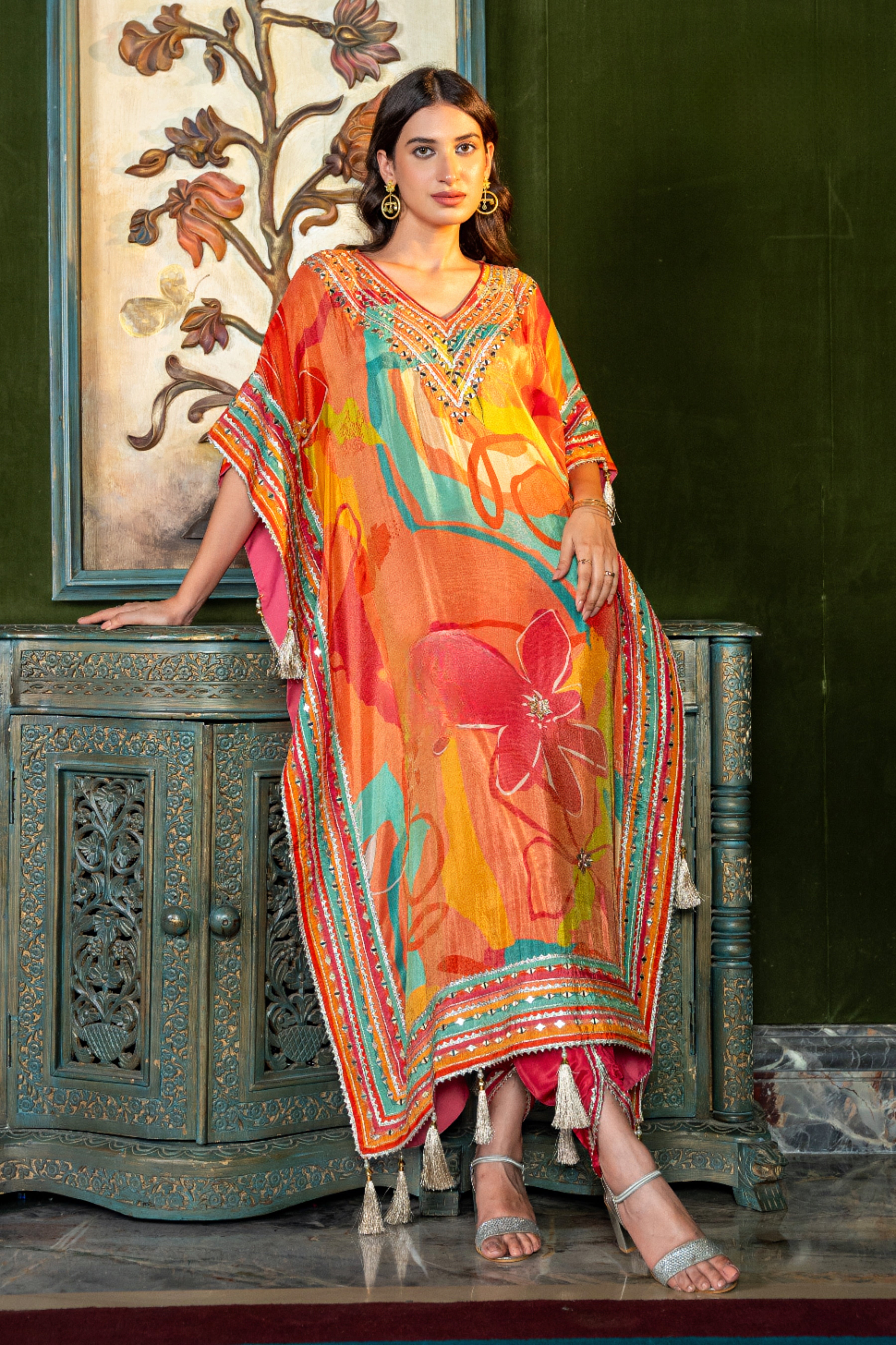 Tropical Bloom Kaftan Set