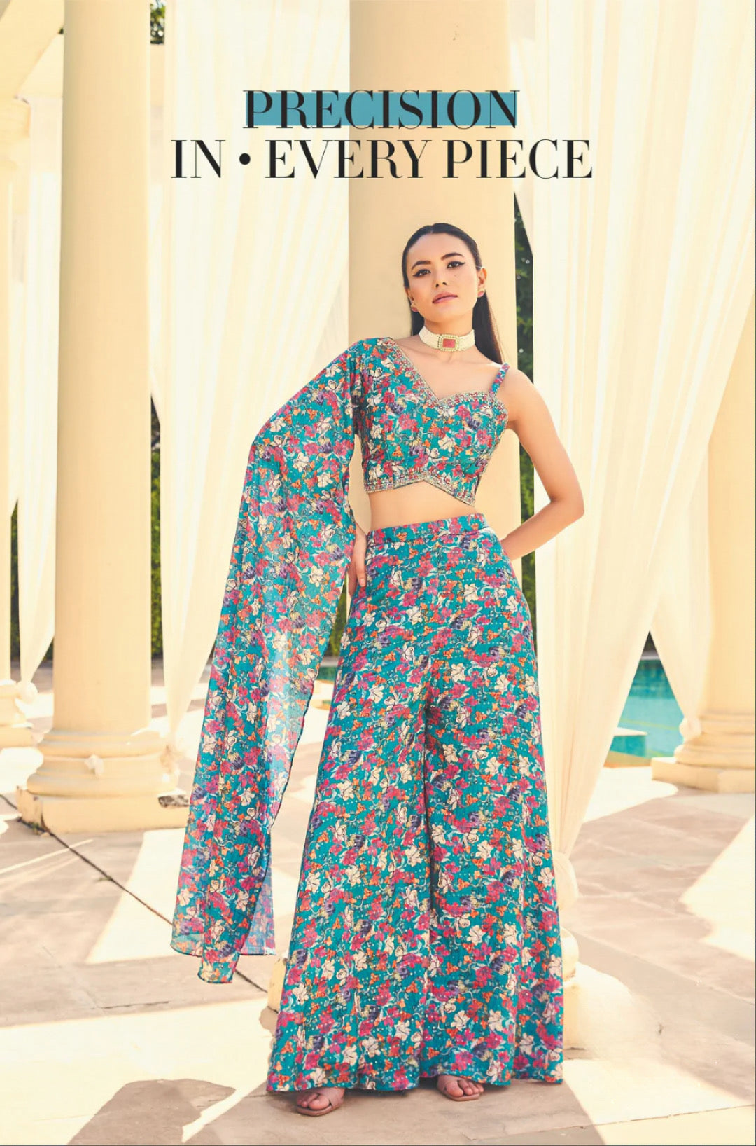 Floral Draped Sleeve Coord Set