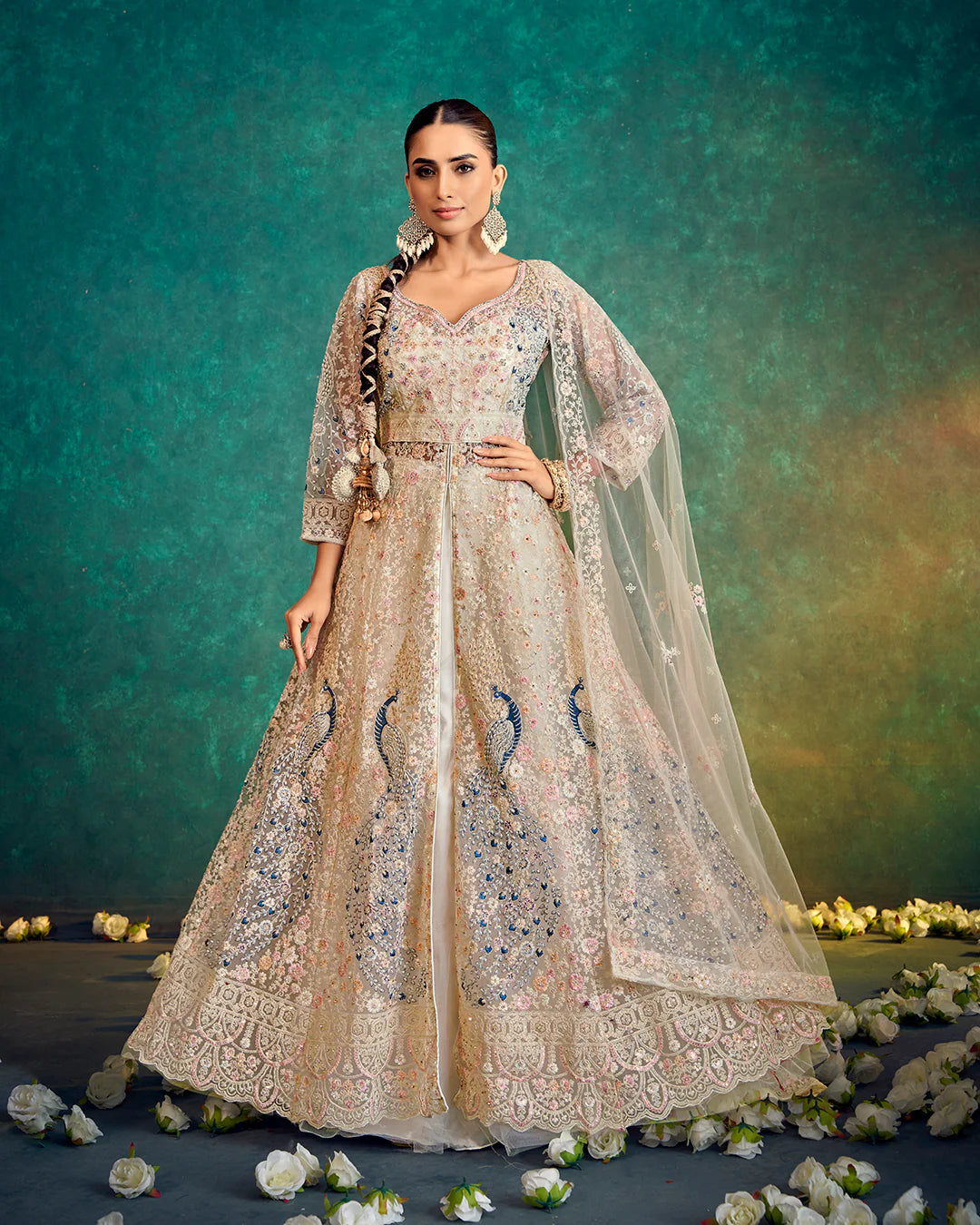Ivory Peacock Lehenga